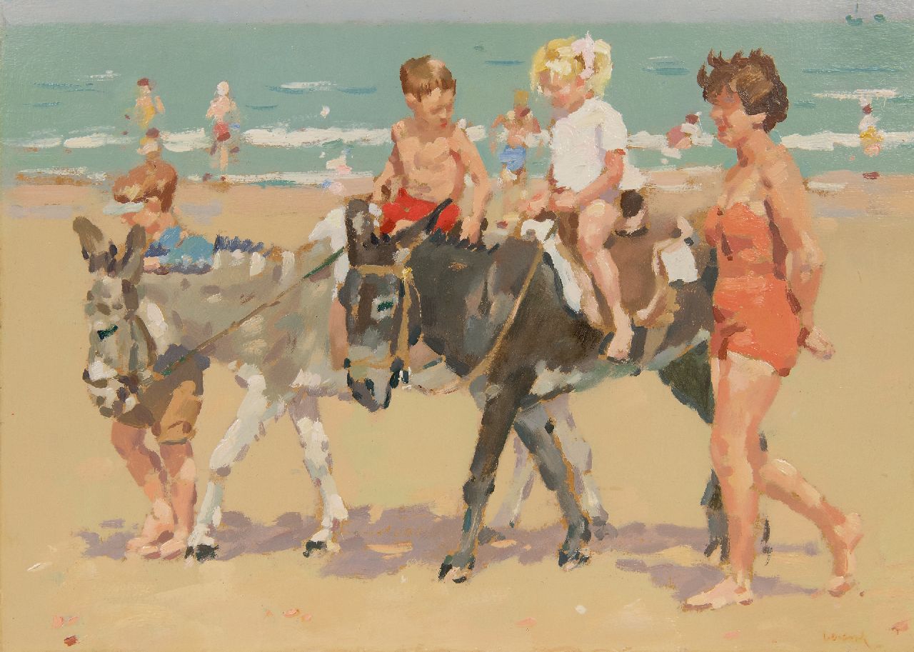 Verdonk F.W.  | Frederik Willem 'Frits' Verdonk, Ezeltje rijden langs het strand, olieverf op papier op board 34,0 x 46,8 cm, gesigneerd rechtsonder