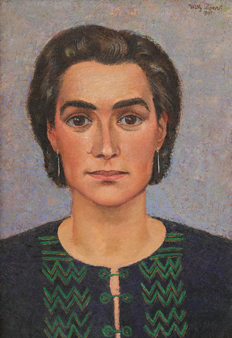 Boers W.H.F. | 'Willy' Herman Friederich Boers, Portret van Frieda Hunziker, olieverf op doek 50,6 x 35,4 cm, gesigneerd rechtsboven en gedateerd 1941 Boers W.H.F. | 'Willy' Herman Friederich Boers, Portret van Frieda Hunziker, olieverf op doek 50,6 x 35,4 cm, gesigneerd rechtsboven en gedateerd 1941