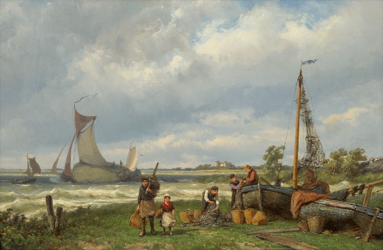 Koekkoek J.H.B. | Johannes Hermanus Barend 'Jan H.B.' Koekkoek, Bij de Zuiderzee, olieverf op doek 42,8 x 67,2 cm, gesigneerd verso en verso gedateerd 1881 Koekkoek J.H.B. | Johannes Hermanus Barend 'Jan H.B.' Koekkoek, Bij de Zuiderzee, olieverf op doek 42,8 x 67,2 cm, gesigneerd verso en verso gedateerd 1881