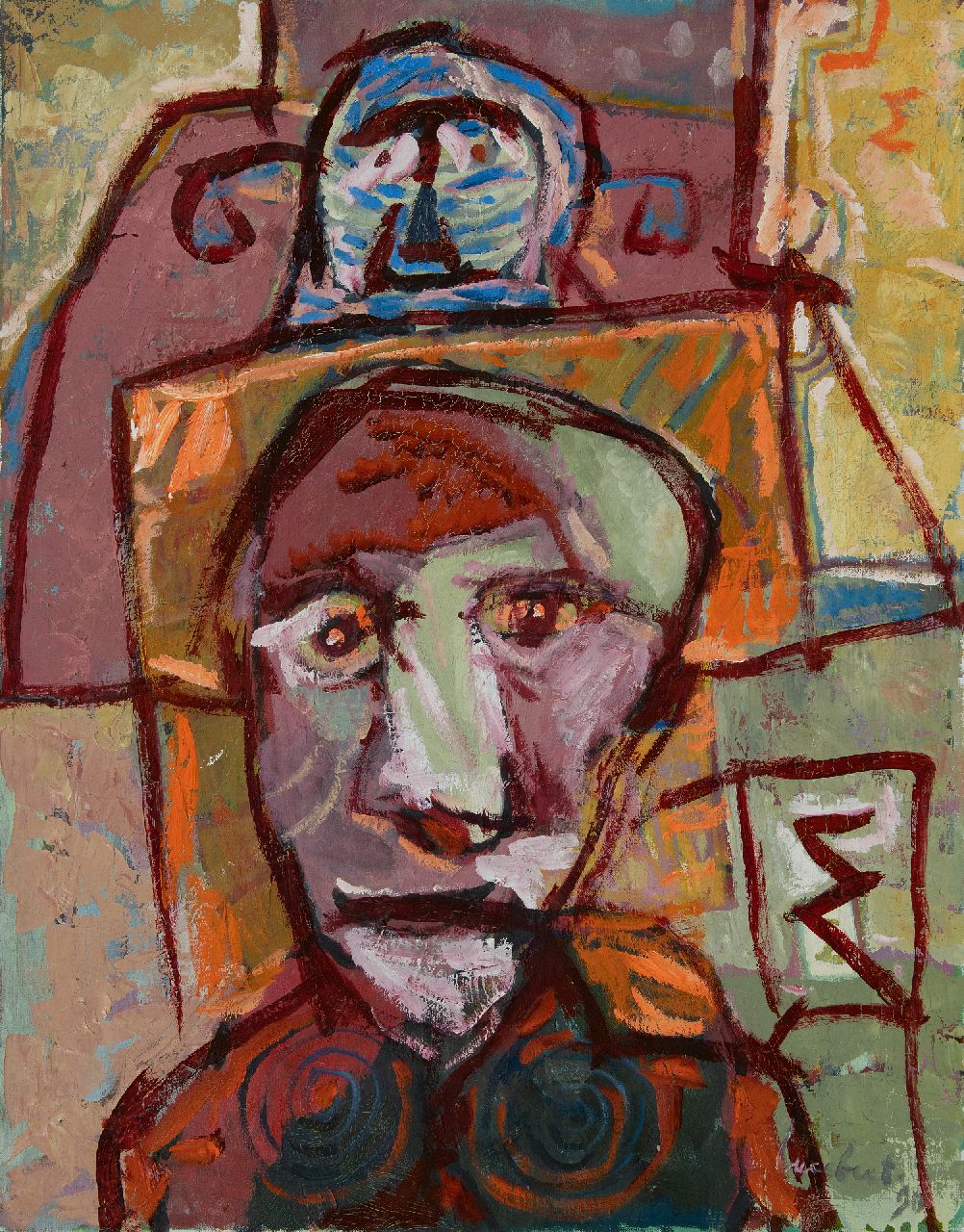 Lucebert (Lubertus Jacobus Swaanswijk)   | Lucebert (Lubertus Jacobus Swaanswijk) | Schilderijen te koop aangeboden | Zonder titel, olieverf op doek 90,3 x 70,4 cm, gesigneerd rechtsonder en gedateerd '90