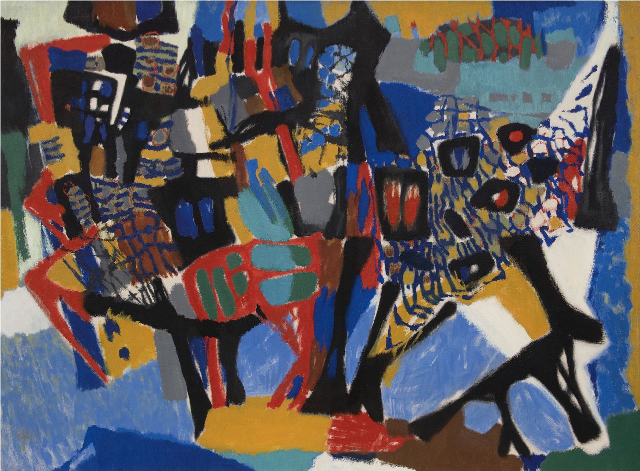 Hunziker F. | Frieda Hunziker, Dieren IV, olieverf op doek 99,5 x 134,6 cm, gesigneerd op spieraam en te dateren 1955 Hunziker F. | Frieda Hunziker, Dieren IV, olieverf op doek 99,5 x 134,6 cm, gesigneerd op spieraam en te dateren 1955