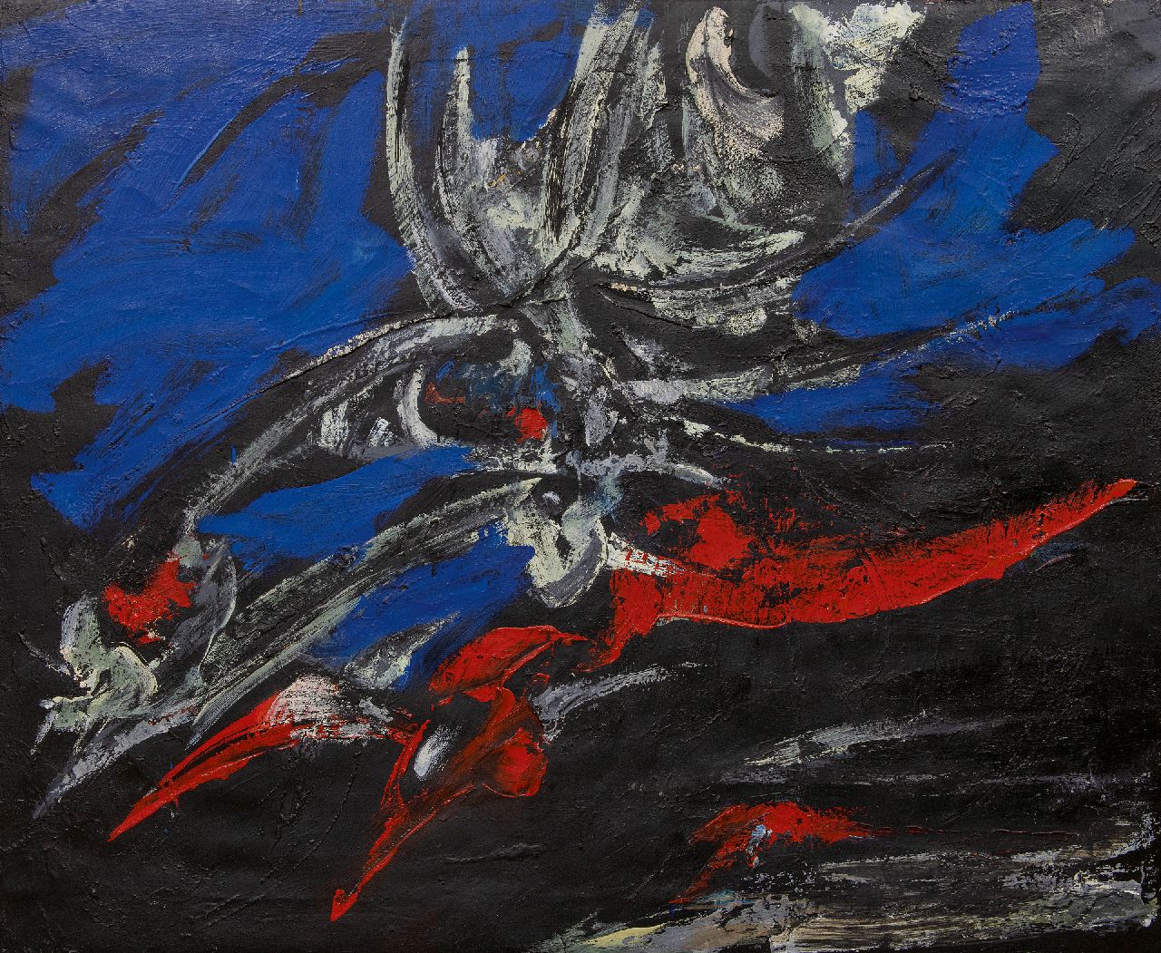 Rooskens J.A. | Joseph Antoon 'Anton' Rooskens | Schilderijen te koop aangeboden | Compositie, olieverf op doek 100,0 x 120,5 cm, te dateren 1960-61 Rooskens J.A. | Joseph Antoon 'Anton' Rooskens | Schilderijen te koop aangeboden | Compositie, olieverf op doek 100,0 x 120,5 cm, te dateren 1960-61