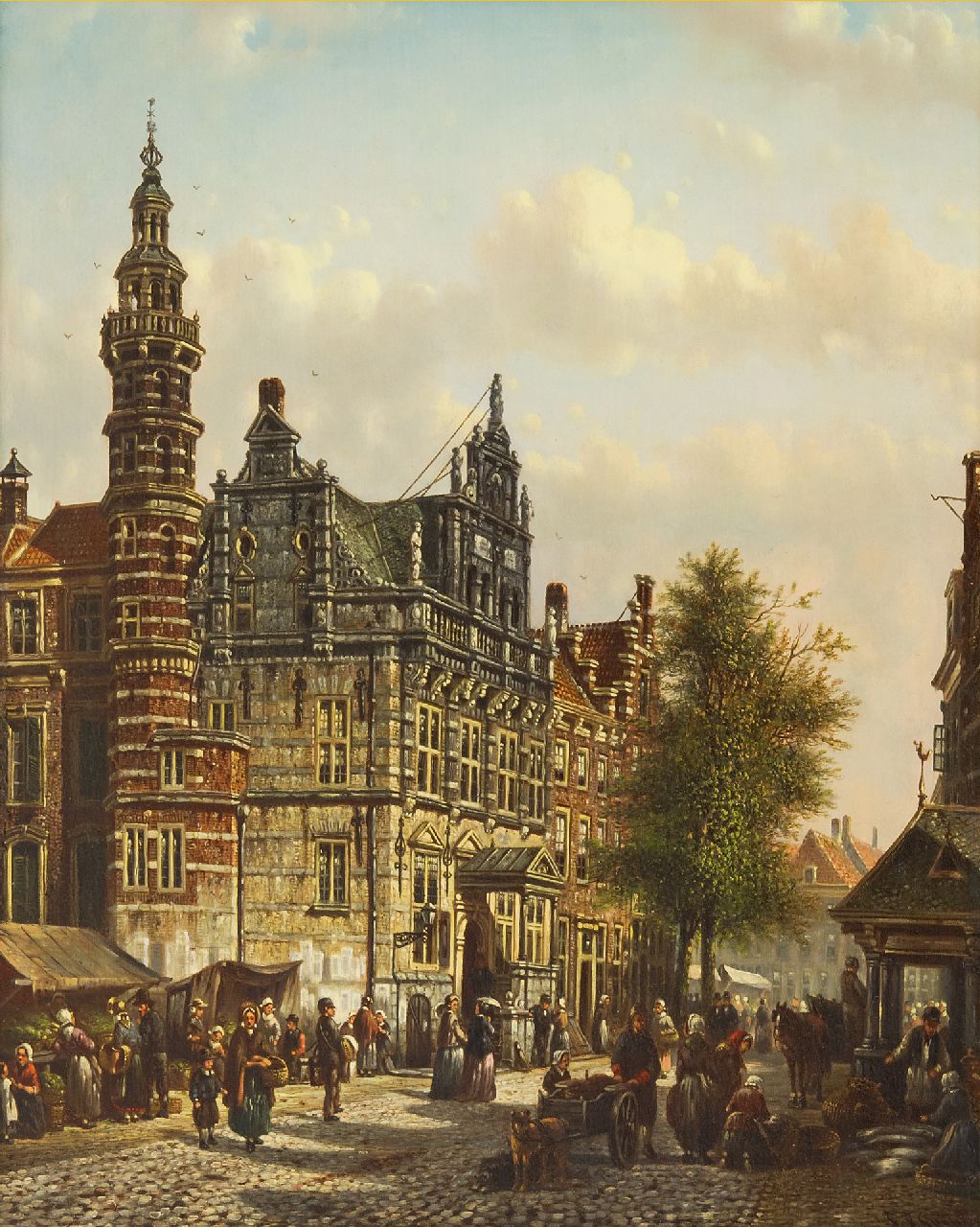 Spohler J.F. | Johannes Franciscus Spohler | Schilderijen te koop aangeboden | Het Oude Stadhuis van Den Haag aan de Groenmarkt, olieverf op paneel 40,0 x 32,9 cm, gesigneerd rechtsonder Spohler J.F. | Johannes Franciscus Spohler | Schilderijen te koop aangeboden | Het Oude Stadhuis van Den Haag aan de Groenmarkt, olieverf op paneel 40,0 x 32,9 cm, gesigneerd rechtsonder