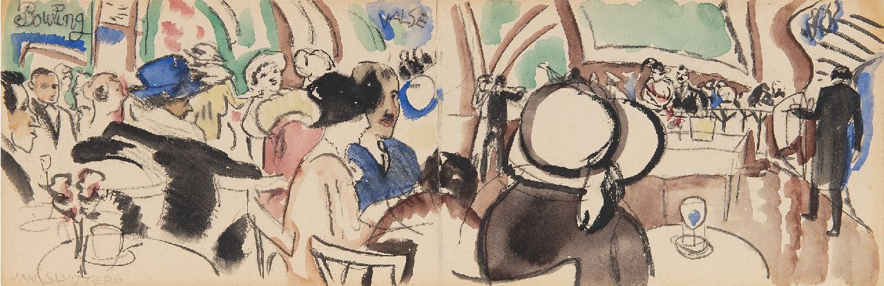 Sluijters J.C.B. | Johannes Carolus Bernardus 'Jan' Sluijters | Aquarellen en tekeningen te koop aangeboden | Danshal, aquarel op papier 11,5 x 36,8 cm, gesigneerd linksonder Sluijters J.C.B. | Johannes Carolus Bernardus 'Jan' Sluijters | Aquarellen en tekeningen te koop aangeboden | Danshal, aquarel op papier 11,5 x 36,8 cm, gesigneerd linksonder