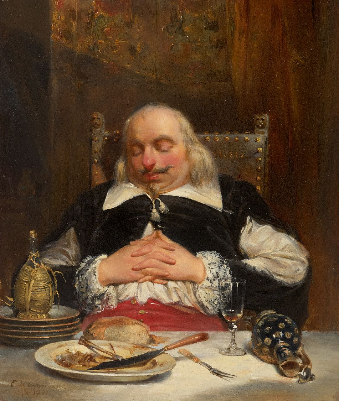 Hamman E.J. | 'Edouard' Jean Conrad Hamman, Le gourmand, olieverf op paneel 32,9 x 27,9 cm, gesigneerd linksonder en gedateerd 1841 Hamman E.J. | 'Edouard' Jean Conrad Hamman, Le gourmand, olieverf op paneel 32,9 x 27,9 cm, gesigneerd linksonder en gedateerd 1841