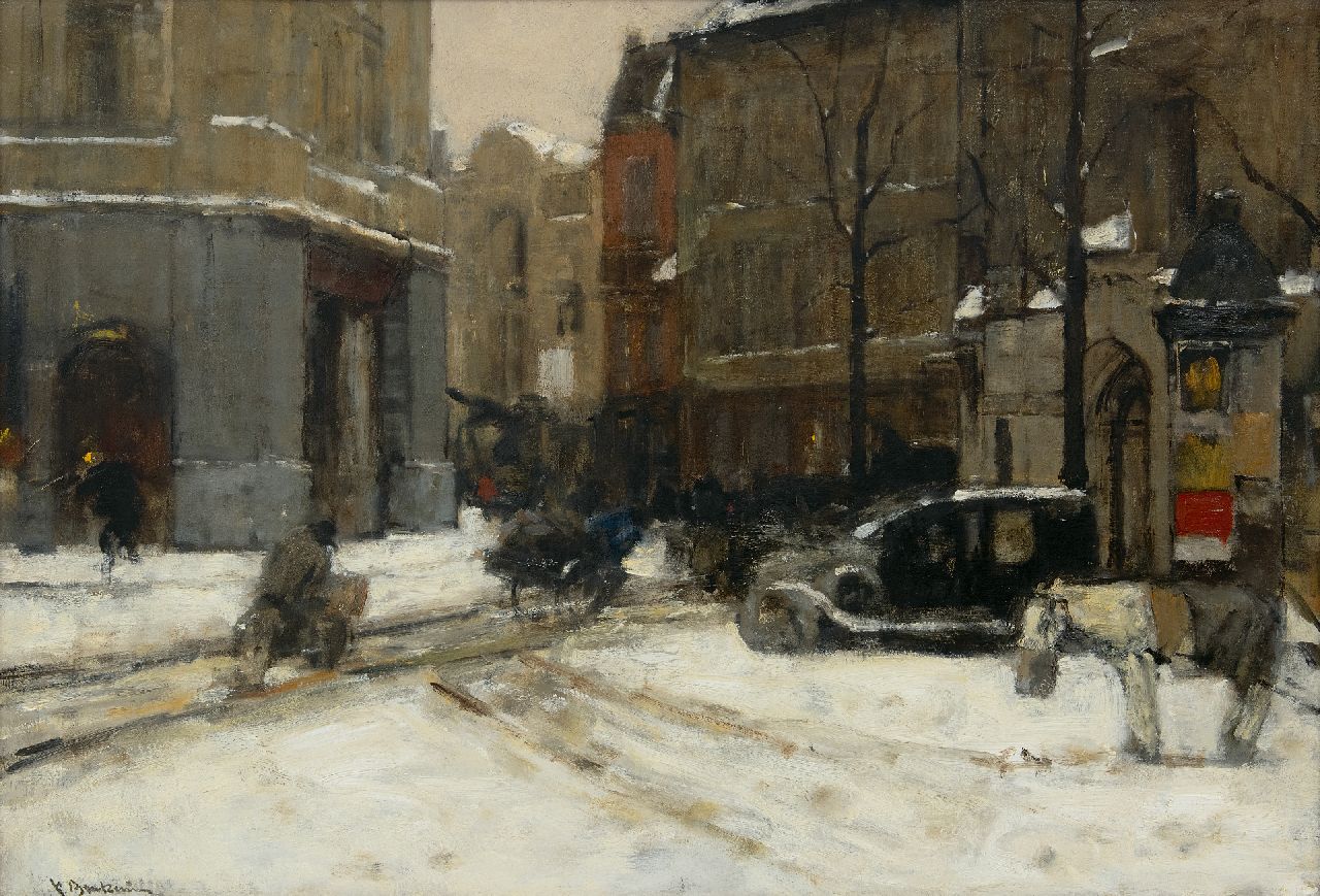 Arntzenius P.F.N.J.  | Pieter Florentius Nicolaas Jacobus 'Floris' Arntzenius | Schilderijen te koop aangeboden | Het Buitenhof, Den Haag, in de sneeuw, olieverf op doek 55,7 x 80,4 cm, gesigneerd linksonder