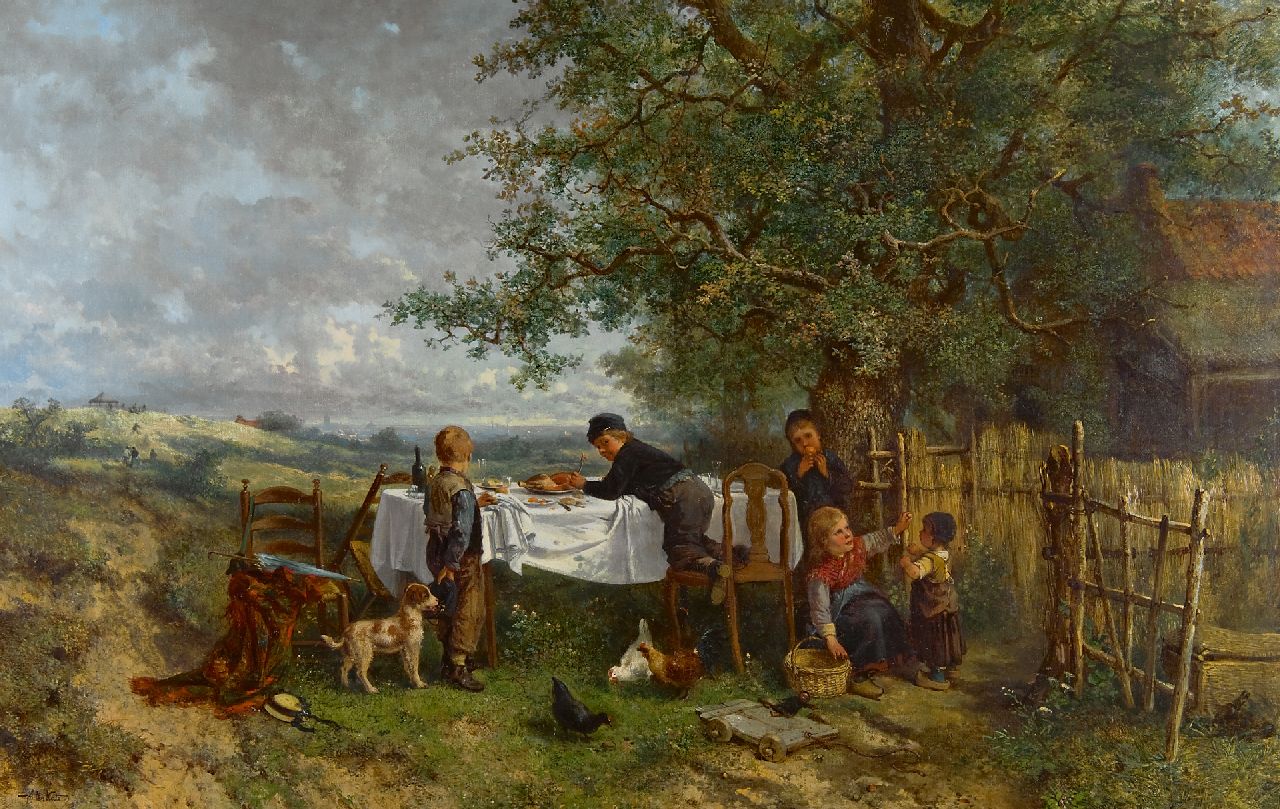 Kate J.M.H. ten | Johan 'Mari' Henri ten Kate, De stropertjes, olieverf op doek 65,0 x 101,5 cm, gesigneerd linksonder Kate J.M.H. ten | Johan 'Mari' Henri ten Kate, De stropertjes, olieverf op doek 65,0 x 101,5 cm, gesigneerd linksonder