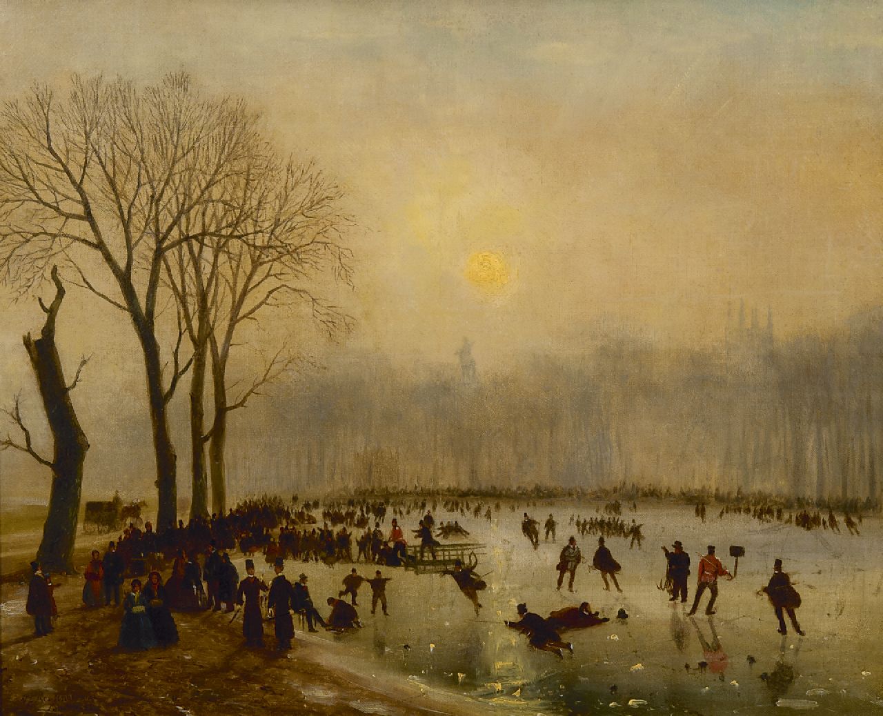 Roosenboom N.J. | Nicolaas Johannes Roosenboom, Schaatspret op The Serpentine, Hyde Park, olieverf op doek 43,3 x 53,7 cm, gesigneerd linksonder en gedateerd 'London' '55 Roosenboom N.J. | Nicolaas Johannes Roosenboom, Schaatspret op The Serpentine, Hyde Park, olieverf op doek 43,3 x 53,7 cm, gesigneerd linksonder en gedateerd 'London' '55