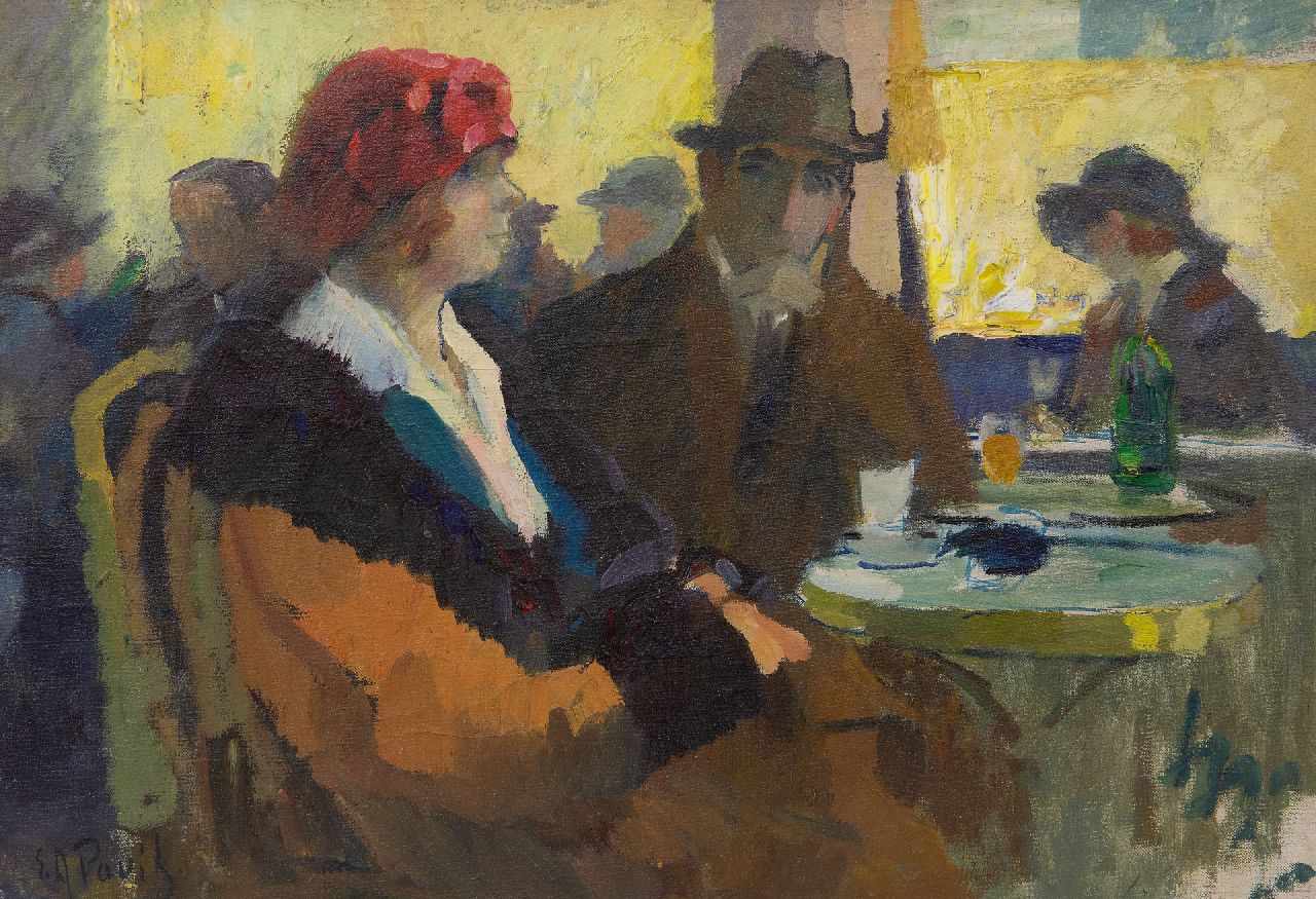 Elie Pavil | Au café, Paris, olieverf op doek, 38,3 x 55,4 cm, gesigneerd l.o.