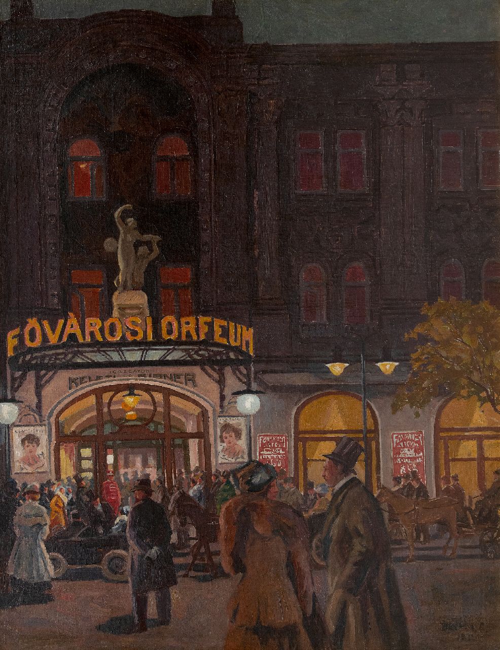 Antal Berkes | Bij het Variététheater Fövárosi Orfeum in Boedapest, olieverf op doek, 115,3 x 89,0 cm, gesigneerd r.o. en gedateerd (onduidelijk) Antal Berkes | Bij het Variététheater Fövárosi Orfeum in Boedapest, olieverf op doek, 115,3 x 89,0 cm, gesigneerd r.o. en gedateerd (onduidelijk)