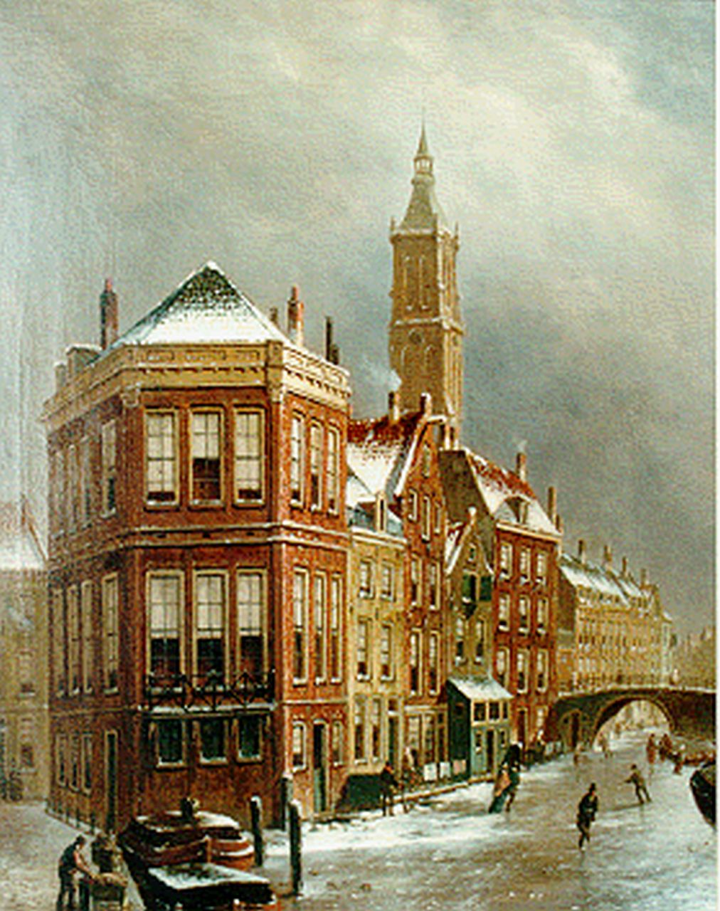 Jongh O.R. de | Oene Romkes de Jongh, Gezicht op 't Kolkje te Amsterdam, olieverf op doek 67,0 x 54,0 cm, gesigneerd linksonder Jongh O.R. de | Oene Romkes de Jongh, Gezicht op 't Kolkje te Amsterdam, olieverf op doek 67,0 x 54,0 cm, gesigneerd linksonder