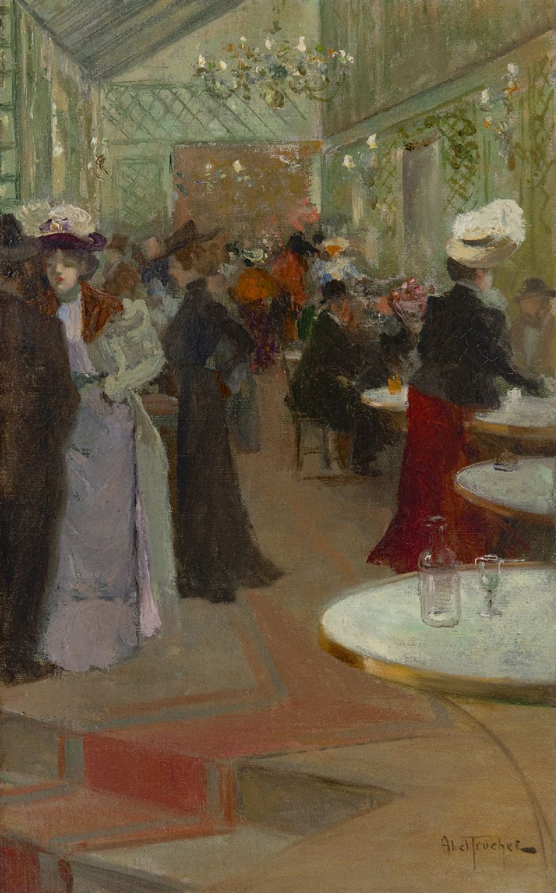 Abel-Truchet L. | Louis Abel-Truchet | Schilderijen te koop aangeboden | Le soir au café, olieverf op doek 48,5 x 29,4 cm, gesigneerd rechtsonder en te dateren ca. 1905 Abel-Truchet L. | Louis Abel-Truchet | Schilderijen te koop aangeboden | Le soir au café, olieverf op doek 48,5 x 29,4 cm, gesigneerd rechtsonder en te dateren ca. 1905