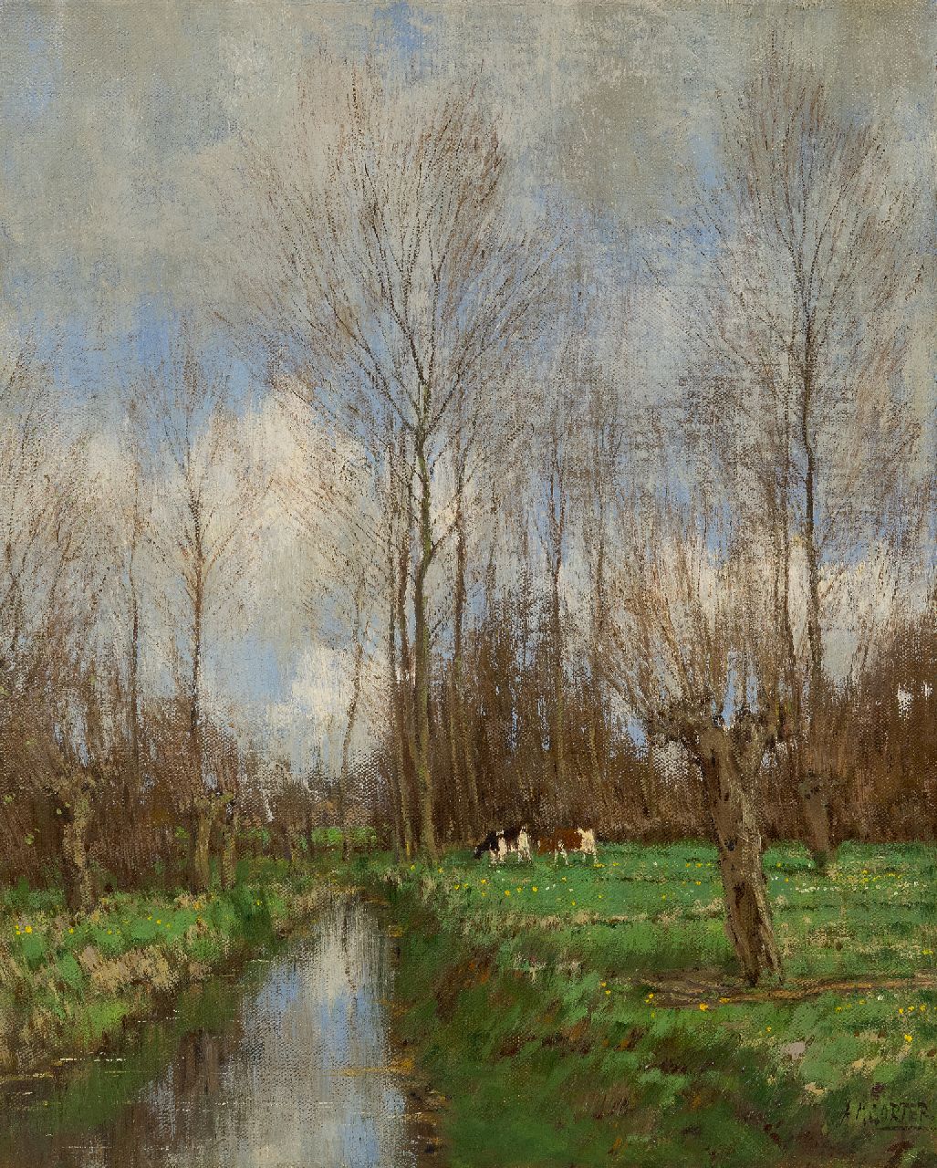 Gorter A.M.  | 'Arnold' Marc Gorter | Schilderijen te koop aangeboden | Gezicht op de Vordense Beek, olieverf op doek 49,5 x 39,4 cm, gesigneerd rechtsonder