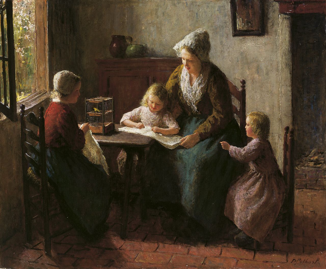 Pothast B.J.C. | 'Bernard' Jean Corneille Pothast | Schilderijen te koop aangeboden | Het prentenboek, olieverf op doek 64,1 x 77,1 cm, gesigneerd rechtsonder Pothast B.J.C. | 'Bernard' Jean Corneille Pothast | Schilderijen te koop aangeboden | Het prentenboek, olieverf op doek 64,1 x 77,1 cm, gesigneerd rechtsonder