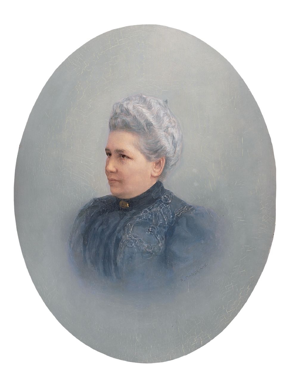 Mondriaan P.C.  | Pieter Cornelis 'Piet' Mondriaan, Portret van mevrouw L.C.M. Rijnen-van den Bosch   tezamen met pendant, olieverf op paneel 49,1 x 38,7 cm, gesigneerd rechts van het midden en te dateren 1914-1915 (Joosten)