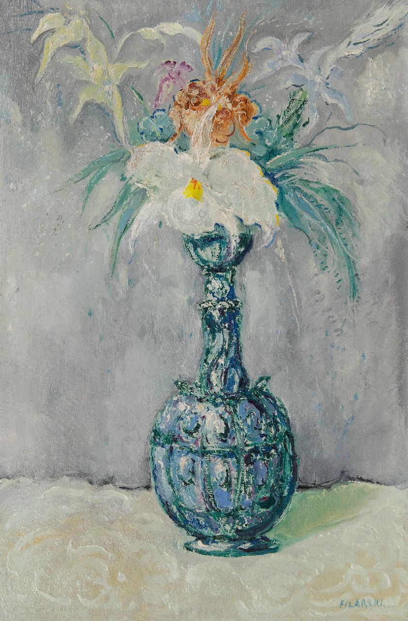 Filarski D.H.W.  | 'Dirk' Herman Willem Filarski | Schilderijen te koop aangeboden | Bloemen in een vaas, olieverf op doek 51,2 x 34,0 cm, gesigneerd rechtsonder