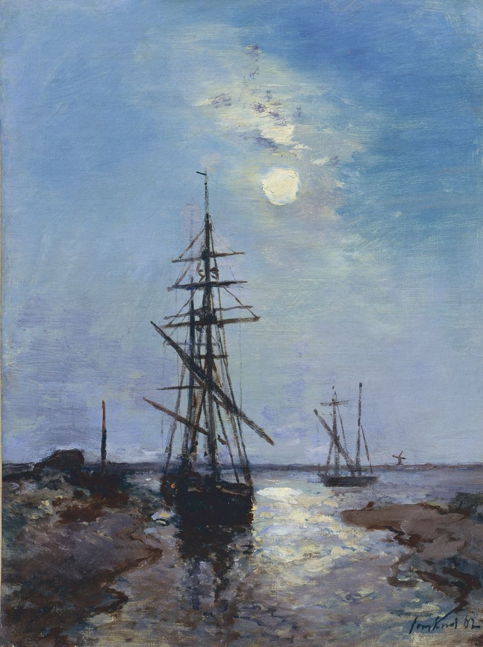 Jongkind J.B. | Johan Barthold Jongkind, Hollands riviergezicht bij invallende avond, olieverf op doek 32,6 x 24,2 cm, gesigneerd rechtsonder en gedateerd '62 Jongkind J.B. | Johan Barthold Jongkind, Hollands riviergezicht bij invallende avond, olieverf op doek 32,6 x 24,2 cm, gesigneerd rechtsonder en gedateerd '62