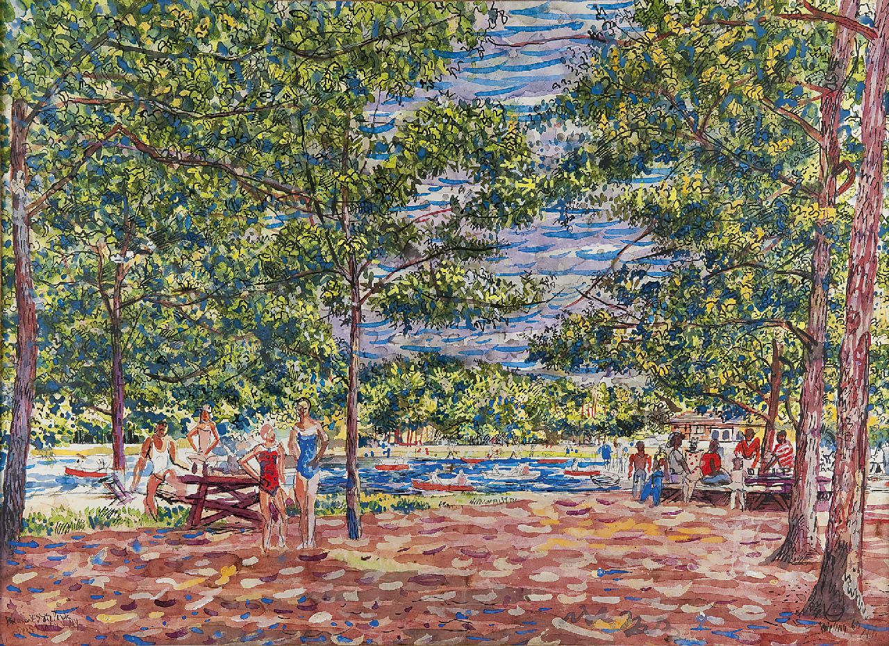 Bieling H.F. | Hermann Friederich 'Herman' Bieling | Aquarellen en tekeningen te koop aangeboden | Zomer in Belmont State Park, New York, aquarel op papier 57,0 x 78,0 cm, gesigneerd rechtsonder en gedateerd '60 Bieling H.F. | Hermann Friederich 'Herman' Bieling | Aquarellen en tekeningen te koop aangeboden | Zomer in Belmont State Park, New York, aquarel op papier 57,0 x 78,0 cm, gesigneerd rechtsonder en gedateerd '60