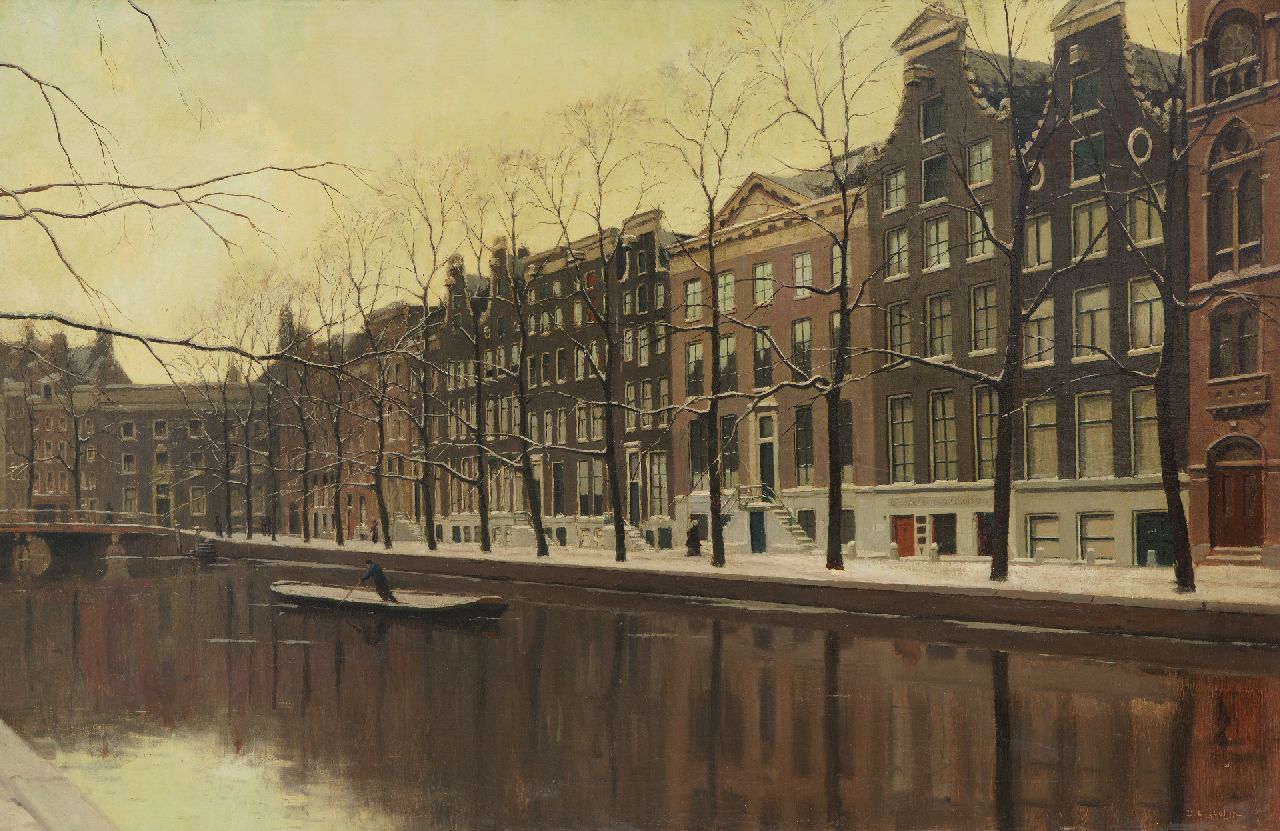 Ligtelijn E.J. | Evert Jan Ligtelijn | Schilderijen te koop aangeboden | Grachtenhuizen in Amsterdam, olieverf op doek 60,5 x 90,9 cm, gesigneerd rechtsonder Ligtelijn E.J. | Evert Jan Ligtelijn | Schilderijen te koop aangeboden | Grachtenhuizen in Amsterdam, olieverf op doek 60,5 x 90,9 cm, gesigneerd rechtsonder