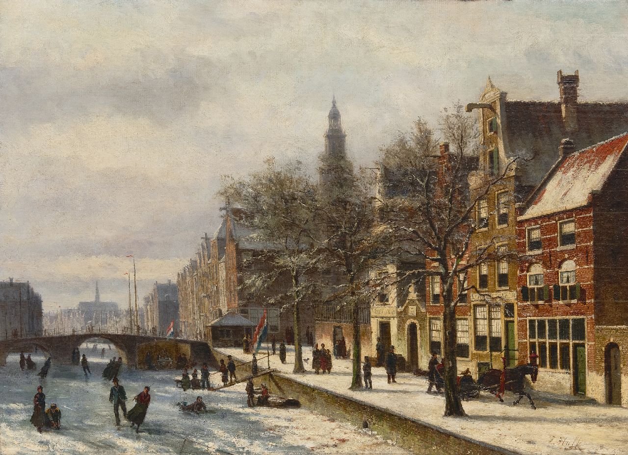 Hulk sr. J.F. | Johannes Frederik Hulk sr. | Schilderijen te koop aangeboden | Haarlem in de winter, olieverf op doek 58,2 x 80,6 cm, gesigneerd rechtsonder Hulk sr. J.F. | Johannes Frederik Hulk sr. | Schilderijen te koop aangeboden | Haarlem in de winter, olieverf op doek 58,2 x 80,6 cm, gesigneerd rechtsonder