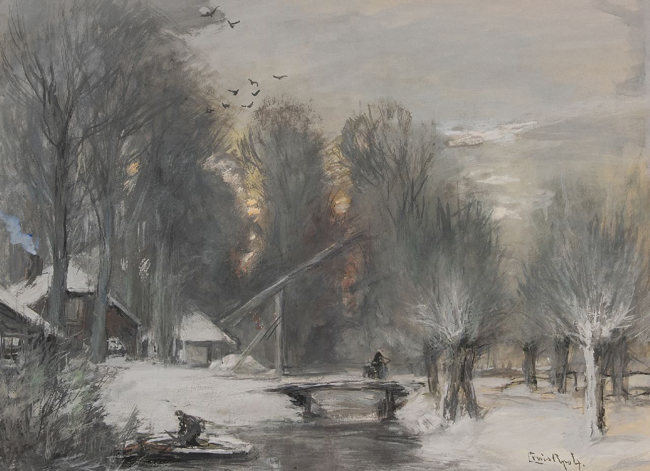 Apol L.F.H. | Lodewijk Franciscus Hendrik 'Louis' Apol | Aquarellen en tekeningen te koop aangeboden | Besneeuwd landschap, gouache op papier 48,0 x 63,0 cm, gesigneerd rechtsonder Apol L.F.H. | Lodewijk Franciscus Hendrik 'Louis' Apol | Aquarellen en tekeningen te koop aangeboden | Besneeuwd landschap, gouache op papier 48,0 x 63,0 cm, gesigneerd rechtsonder