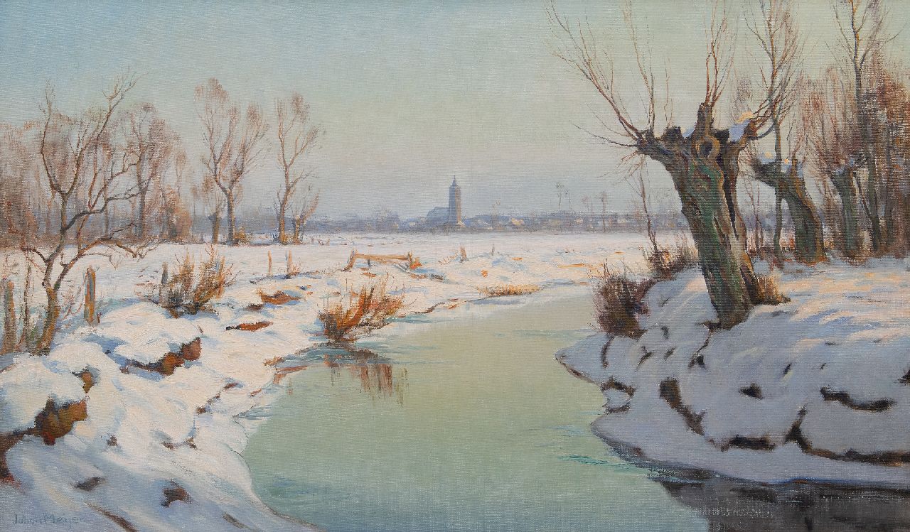 Meijer J.  | Johannes 'Johan' Meijer | Schilderijen te koop aangeboden | Winterlandschap bij Blaricum, olieverf op doek 60,3 x 100,1 cm, gesigneerd linksonder