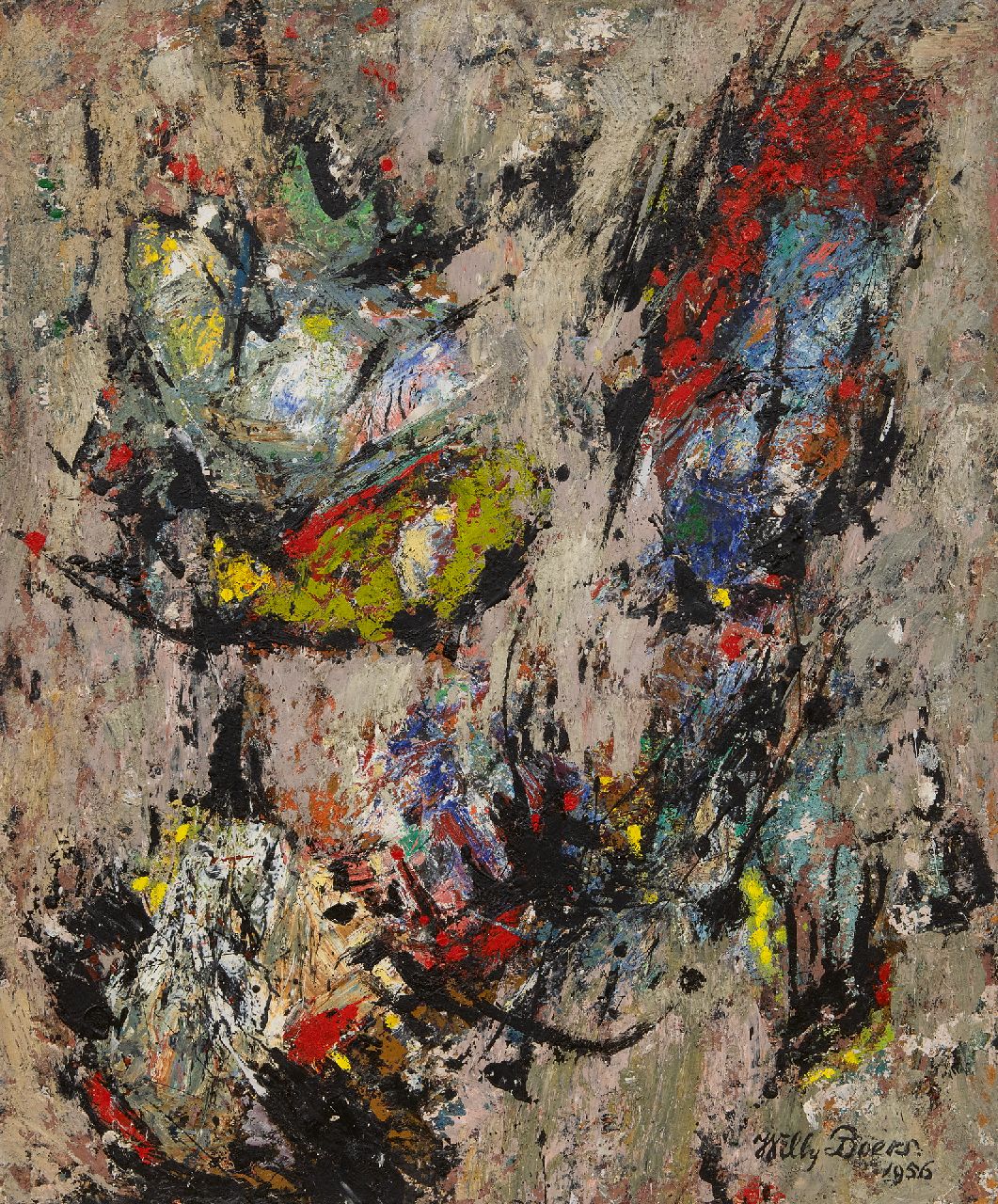 Boers W.H.F. | 'Willy' Herman Friederich Boers, Zonder titel, olieverf op board 60,0 x 50,0 cm, gesigneerd rechtsonder en gedateerd 1956 Boers W.H.F. | 'Willy' Herman Friederich Boers, Zonder titel, olieverf op board 60,0 x 50,0 cm, gesigneerd rechtsonder en gedateerd 1956