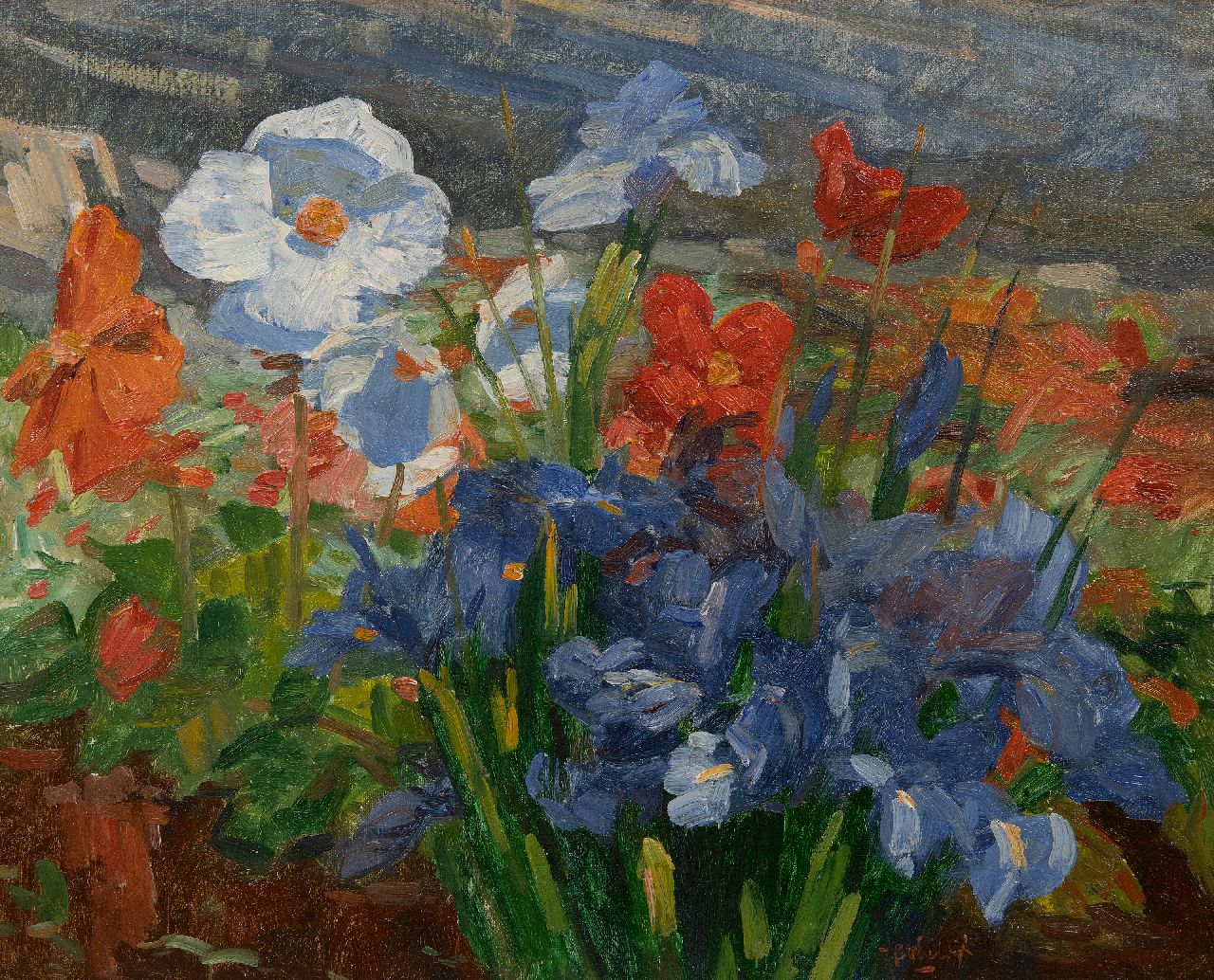 Bobeldijk F.  | Felicien Bobeldijk | Schilderijen te koop aangeboden | Kas in Aalsmeer, olieverf op doek 41,3 x 51,3 cm, gesigneerd rechtsonder