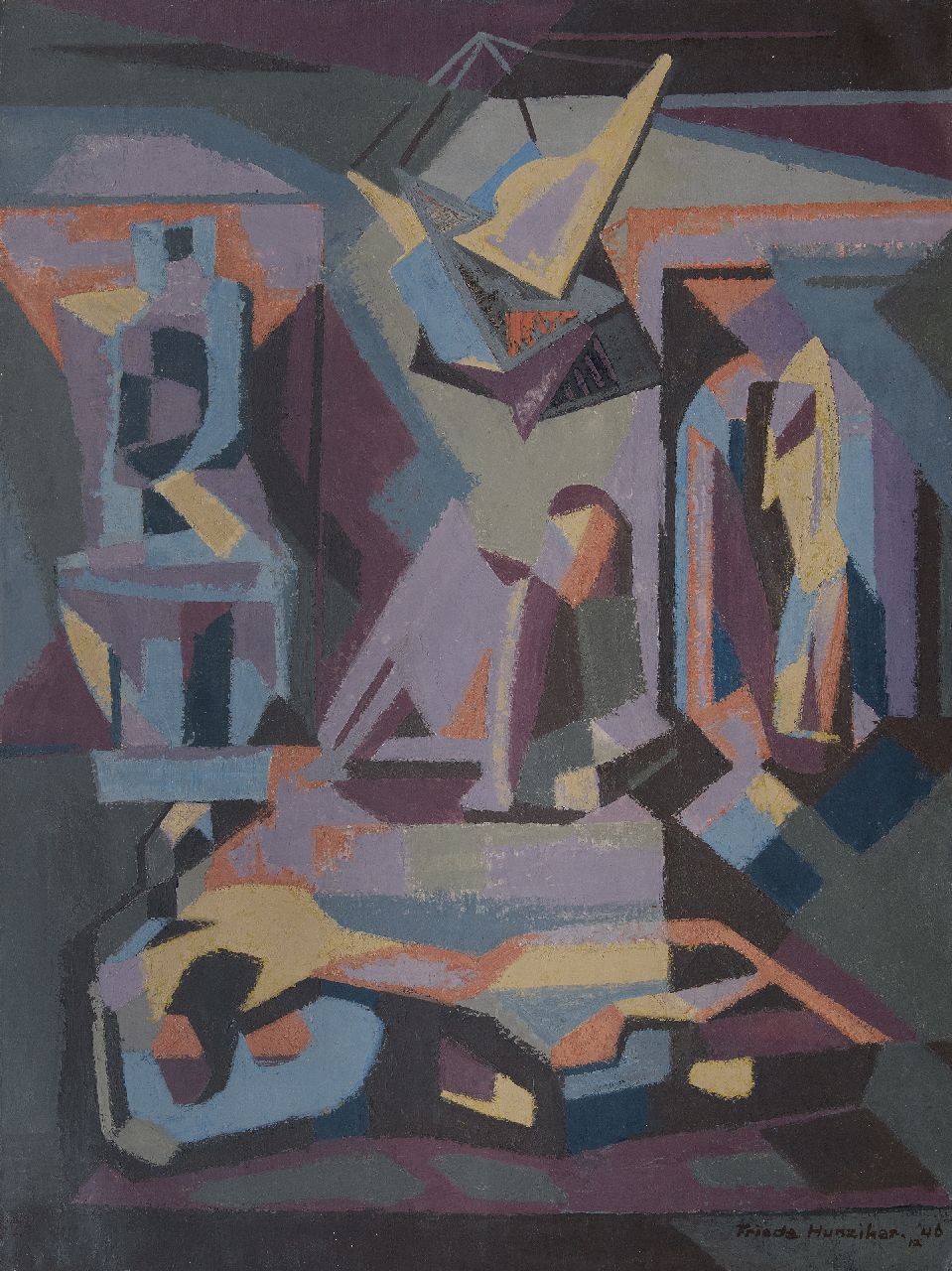 Hunziker F.  | Frieda Hunziker, Expositie, olieverf op doek 99,3 x 74,6 cm, gesigneerd rechtsonder en gedateerd 12 '46