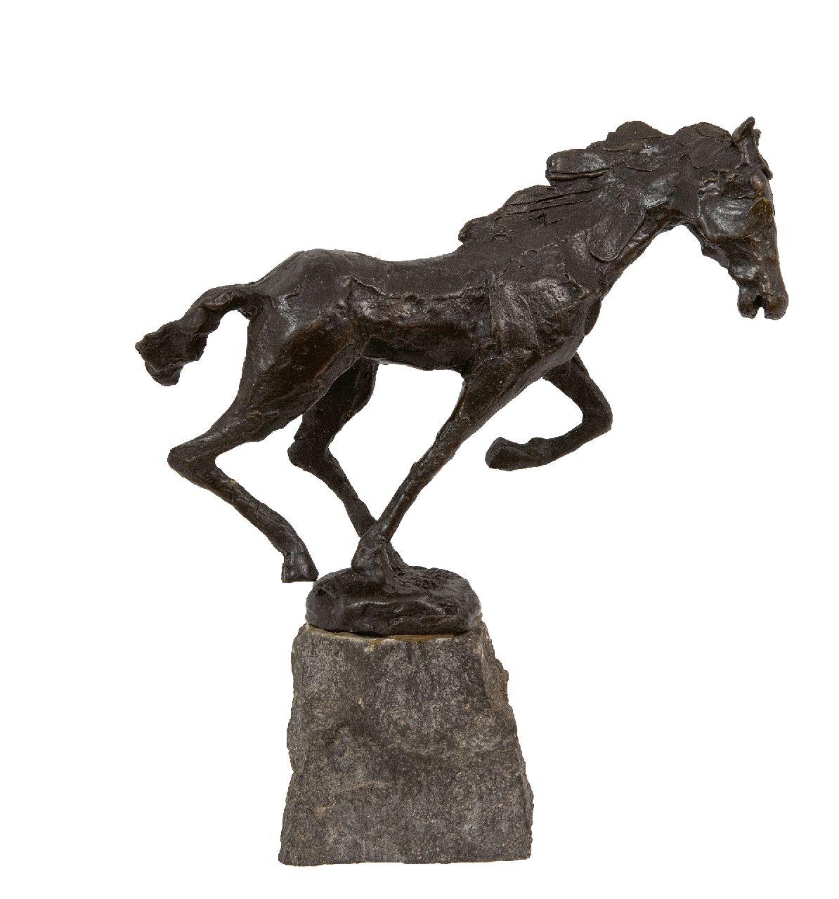 Bakker W.F.  | Willem Frederik 'Jits' Bakker | Beelden en objecten te koop aangeboden | Galopperend paard, brons 23,0 x 22,0 cm, gesigneerd op basis