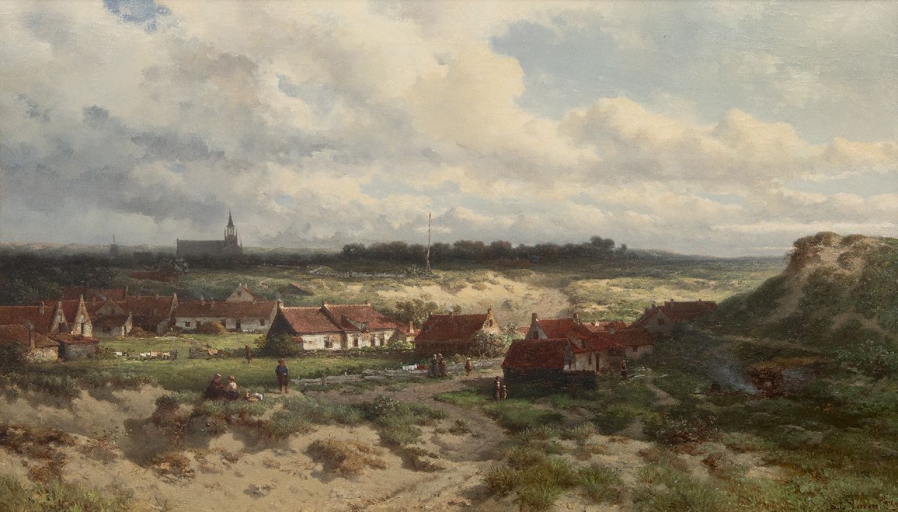 Verveer S.L. | 'Salomon' Leonardus Verveer | Schilderijen te koop aangeboden | Oud Scheveningen gezien vanaf een duintop, olieverf op doek 65,5 x 112,4 cm, gesigneerd rechtsonder en gedateerd '69 Verveer S.L. | 'Salomon' Leonardus Verveer | Schilderijen te koop aangeboden | Oud Scheveningen gezien vanaf een duintop, olieverf op doek 65,5 x 112,4 cm, gesigneerd rechtsonder en gedateerd '69