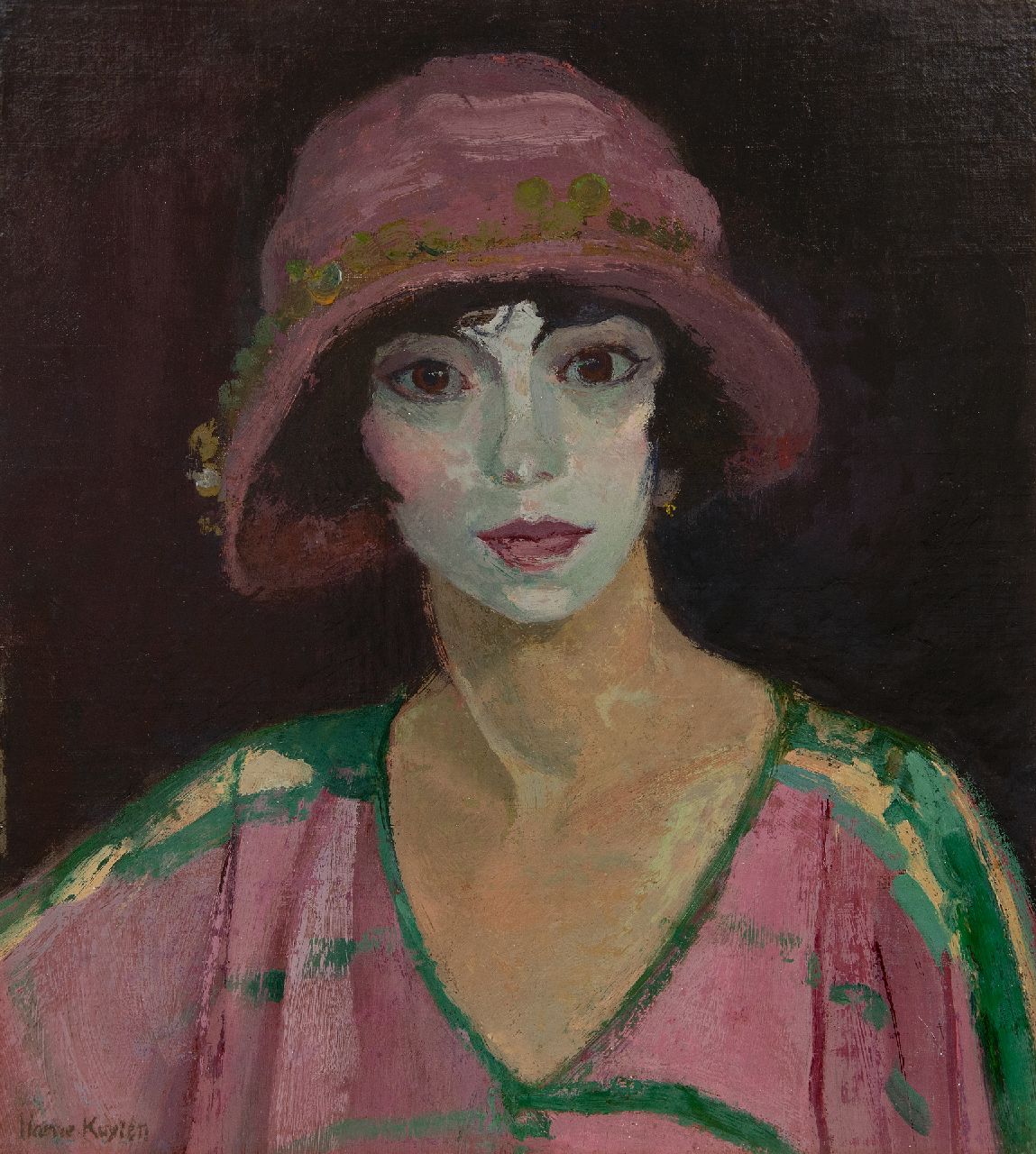 Kuijten H.J. | Henricus Johannes 'Harrie' Kuijten, Mia, olieverf op doek op paneel 50,4 x 45,3 cm, gesigneerd linksonder en te dateren 1923 Kuijten H.J. | Henricus Johannes 'Harrie' Kuijten, Mia, olieverf op doek op paneel 50,4 x 45,3 cm, gesigneerd linksonder en te dateren 1923