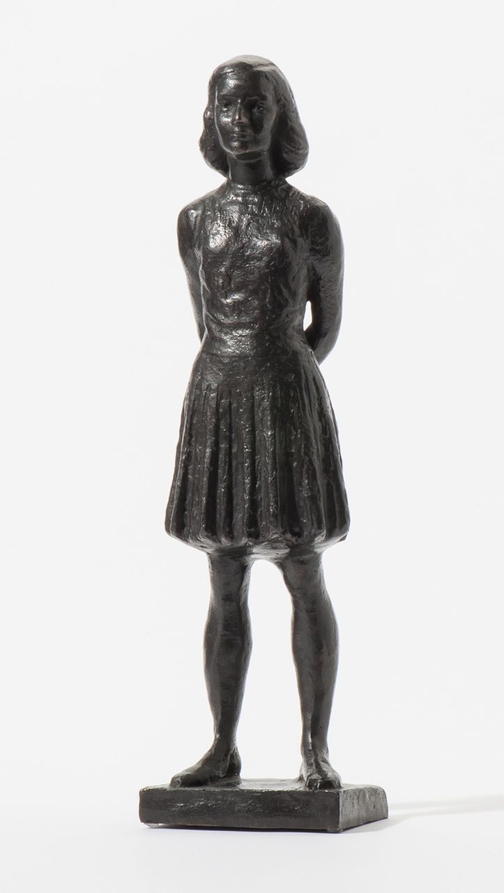 Hont P.H. d' | 'Pieter' Hermanus d' Hont | Beelden en objecten te koop aangeboden | Anne Frank, brons 42,0 x 11,0 cm, te dateren ca. 1959