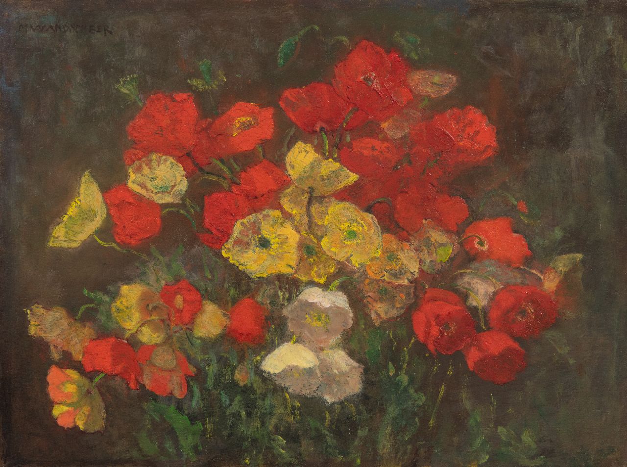 Wandscheer M.W. | Maria Wilhelmina 'Marie' Wandscheer | Schilderijen te koop aangeboden | Papavers, olieverf op paneel 30,6 x 40,2 cm, gesigneerd linksboven en zonder lijst Wandscheer M.W. | Maria Wilhelmina 'Marie' Wandscheer | Schilderijen te koop aangeboden | Papavers, olieverf op paneel 30,6 x 40,2 cm, gesigneerd linksboven en zonder lijst