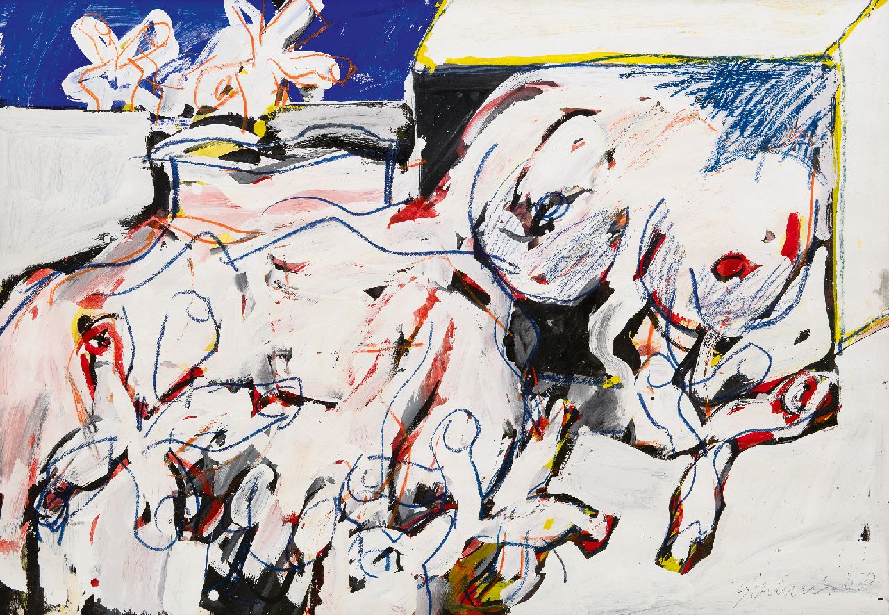Sierhuis J.A. | 'Jan' Alphonsus Sierhuis | Aquarellen en tekeningen te koop aangeboden | Zonder titel, gouache en krijt op papier 69,9 x 100,3 cm, gesigneerd rechtsonder en gedateerd '68 Sierhuis J.A. | 'Jan' Alphonsus Sierhuis | Aquarellen en tekeningen te koop aangeboden | Zonder titel, gouache en krijt op papier 69,9 x 100,3 cm, gesigneerd rechtsonder en gedateerd '68