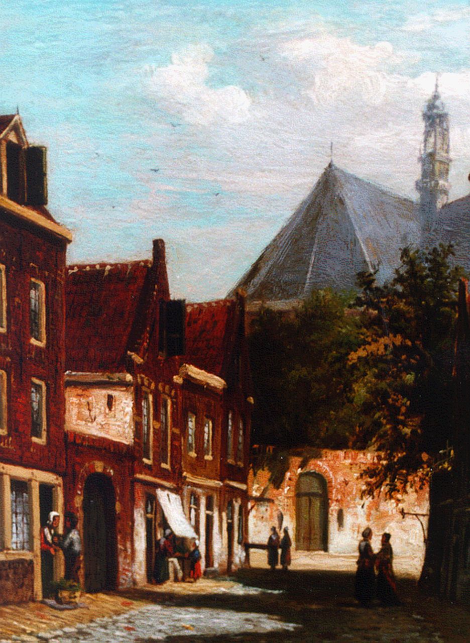 Mittertreiner J.J. | Johannes Jacobus Mittertreiner, Zonnig dorpsstraatje, olieverf op paneel 19,5 x 14,2 cm, gesigneerd rechtsonder Mittertreiner J.J. | Johannes Jacobus Mittertreiner, Zonnig dorpsstraatje, olieverf op paneel 19,5 x 14,2 cm, gesigneerd rechtsonder