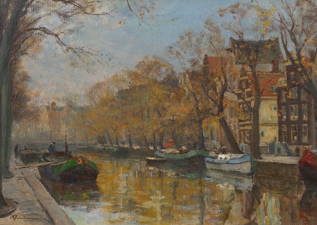 Schulman D. | David Schulman | Schilderijen te koop aangeboden | Herfst op de Herengracht, Amsterdam, olieverf op doek 51,1 x 70,5 cm, gesigneerd linksonder Schulman D. | David Schulman | Schilderijen te koop aangeboden | Herfst op de Herengracht, Amsterdam, olieverf op doek 51,1 x 70,5 cm, gesigneerd linksonder