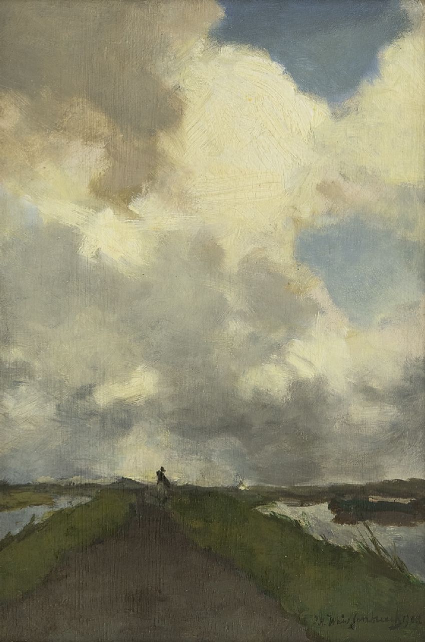 Weissenbruch H.J. | Hendrik Johannes 'J.H.' Weissenbruch, Ruiter op een jaagpad, olieverf op paneel 26,6 x 18,0 cm, gesigneerd rechtsonder en gedateerd 1903 Weissenbruch H.J. | Hendrik Johannes 'J.H.' Weissenbruch, Ruiter op een jaagpad, olieverf op paneel 26,6 x 18,0 cm, gesigneerd rechtsonder en gedateerd 1903