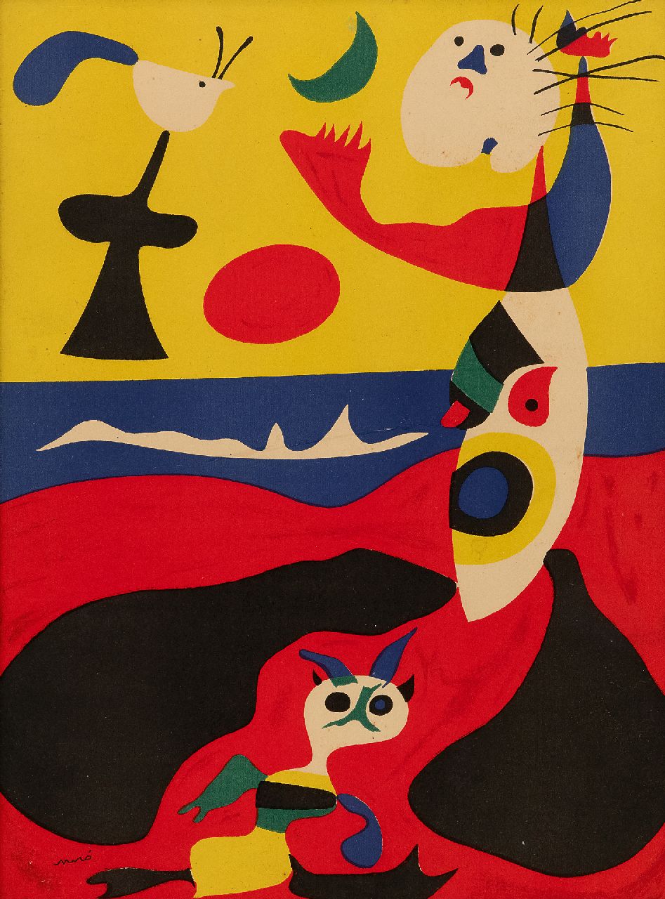 Miró (Joan Miró i Ferrà) J. | Joan Miró (Joan Miró i Ferrà) | te koop aangeboden | L'été (Illustratie uit het Franse kunsttijdschrift Verve 3, 1938), pochoir op paper 35,6 x 26,2 cm, gesigneerd linksonder (in de steen) en verso gedateerd 'Mars' 1938 Miró (Joan Miró i Ferrà) J. | Joan Miró (Joan Miró i Ferrà) | te koop aangeboden | L'été (Illustratie uit het Franse kunsttijdschrift Verve 3, 1938), pochoir op paper 35,6 x 26,2 cm, gesigneerd linksonder (in de steen) en verso gedateerd 'Mars' 1938