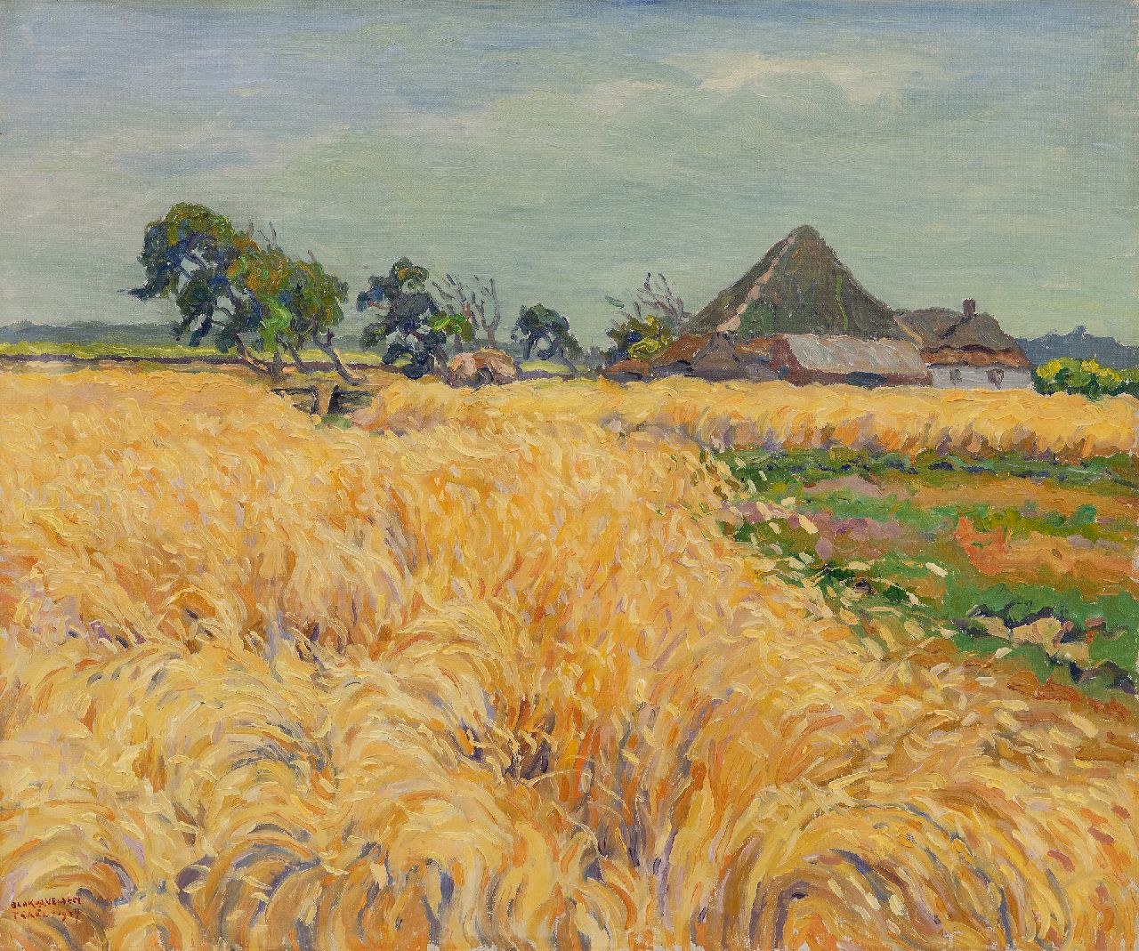 Ad Blok van der Velden | Landschap op Texel, olieverf op doek, 50,3 x 60,5 cm, gesigneerd l.o. en gedateerd Texel 1947 (?)