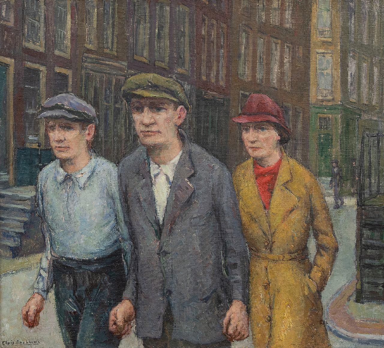 Beekman C.H.  | Christiaan Hendrik 'Chris' Beekman | Schilderijen te koop aangeboden | Op weg naar de demonstratie, olieverf op doek 45,0 x 50,0 cm, gesigneerd linksonder en te dateren ca. 1934