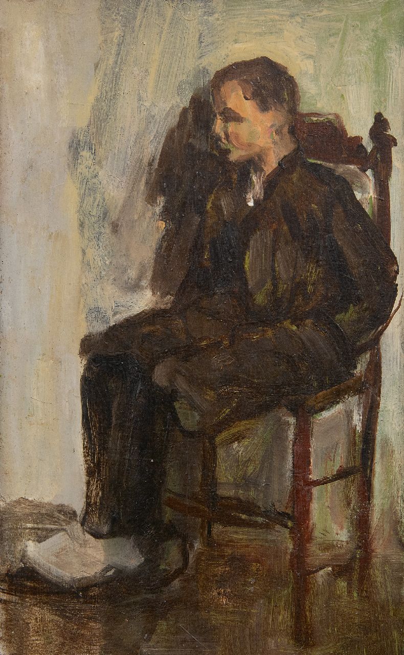 Fritzlin M.C.L. | Maria Charlotta 'Louise' Fritzlin | Schilderijen te koop aangeboden | Zittende jongen, olieverf op board op paneel 24,8 x 15,3 cm, te dateren 1908 Fritzlin M.C.L. | Maria Charlotta 'Louise' Fritzlin | Schilderijen te koop aangeboden | Zittende jongen, olieverf op board op paneel 24,8 x 15,3 cm, te dateren 1908