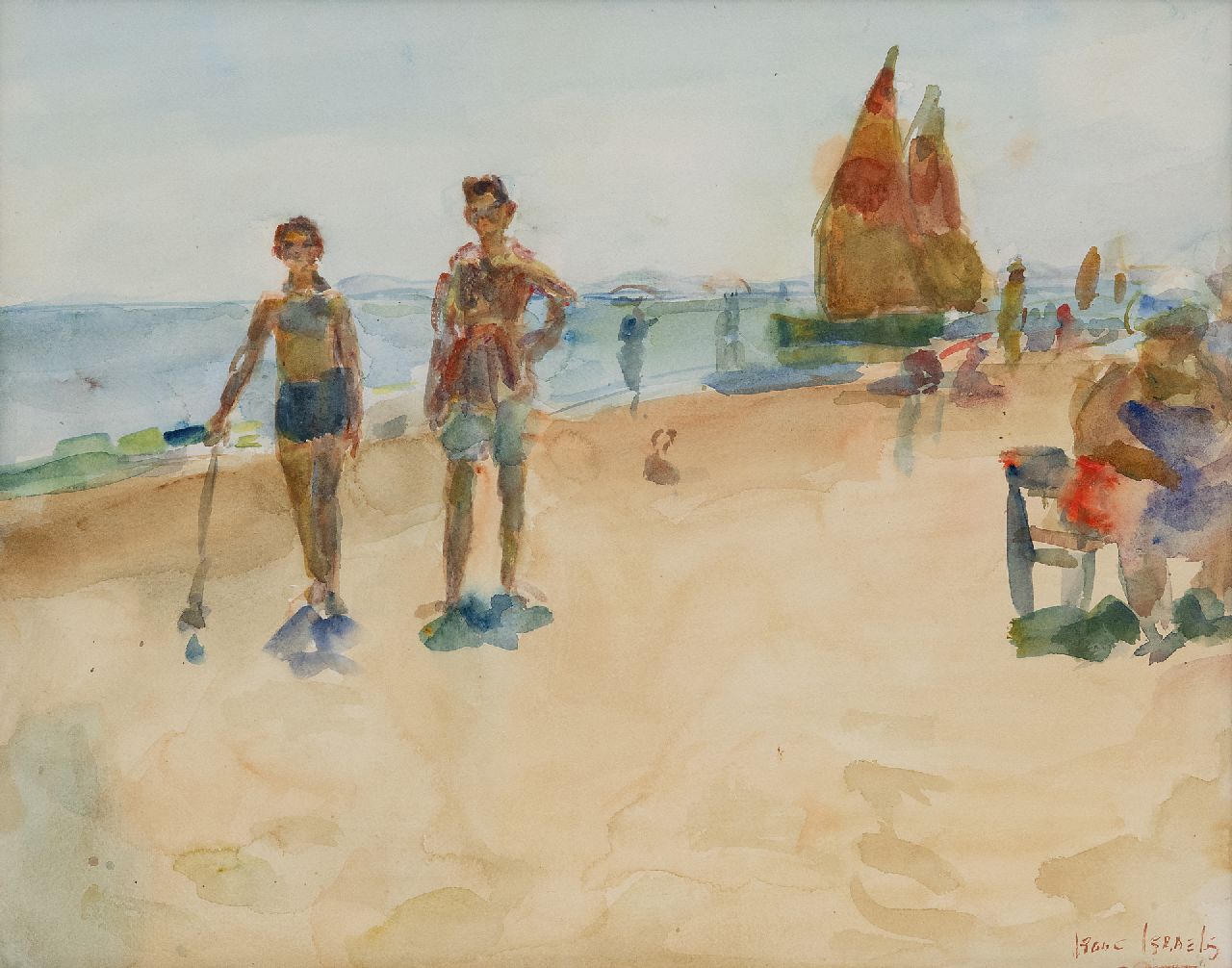 Israels I.L.  | 'Isaac' Lazarus Israels, Strandgezicht, Italië, aquarel op papier 38,5 x 48,9 cm, gesigneerd rechtsonder