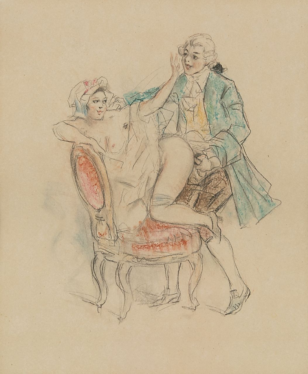 Poulton T.L. | Thomas Leycester 'Tom' Poulton, Tu te trompes brigand! / Je vergist je schurk!, kleurpotlood op papier 21,5 x 18,0 cm Poulton T.L. | Thomas Leycester 'Tom' Poulton, Tu te trompes brigand! / Je vergist je schurk!, kleurpotlood op papier 21,5 x 18,0 cm