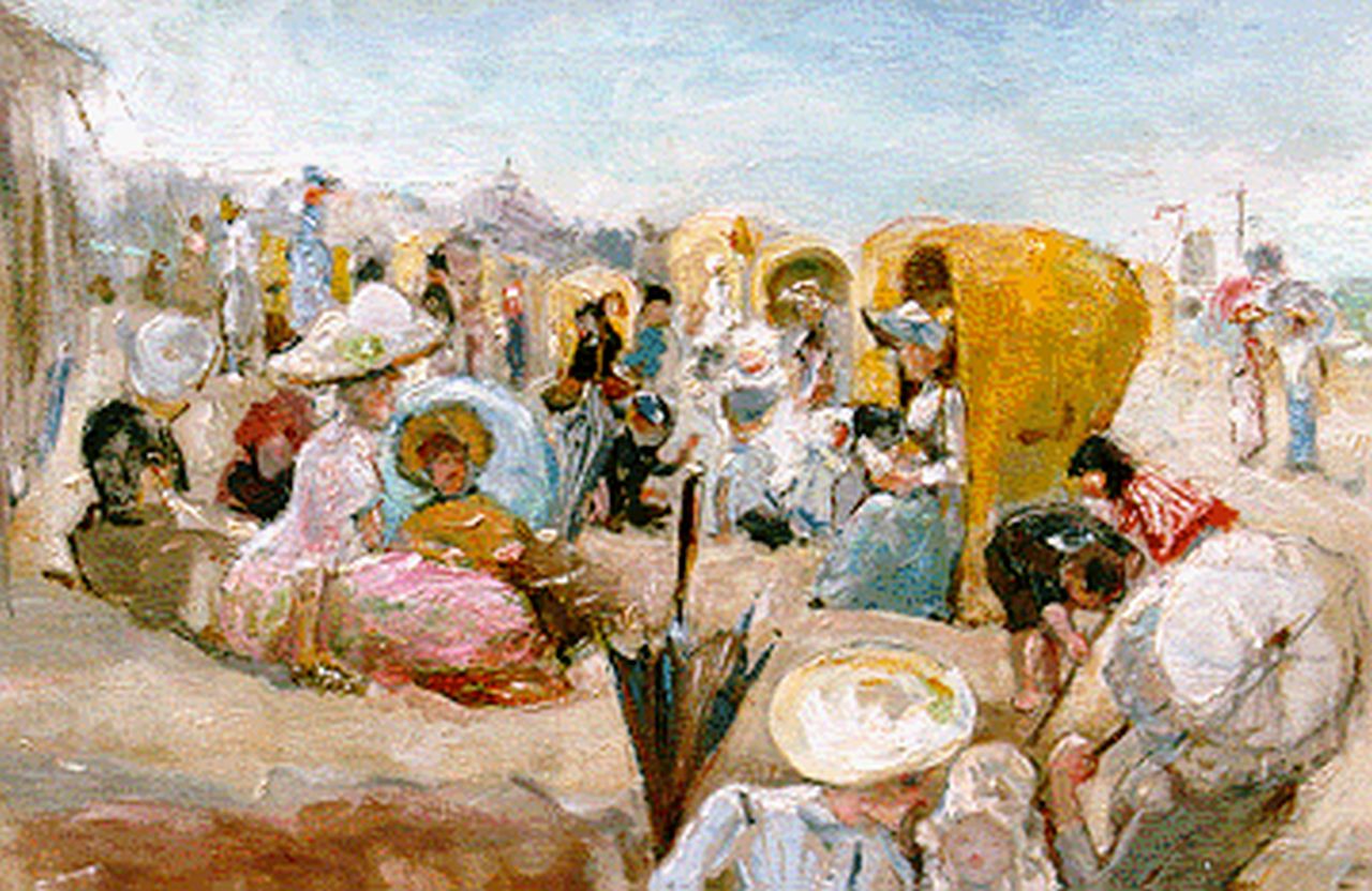 Briët A.H.C.  | 'Arthur' Henri Christiaan Briët, Strandplezier, olieverf op paneel 23,7 x 32,0 cm, gesigneerd linksonder