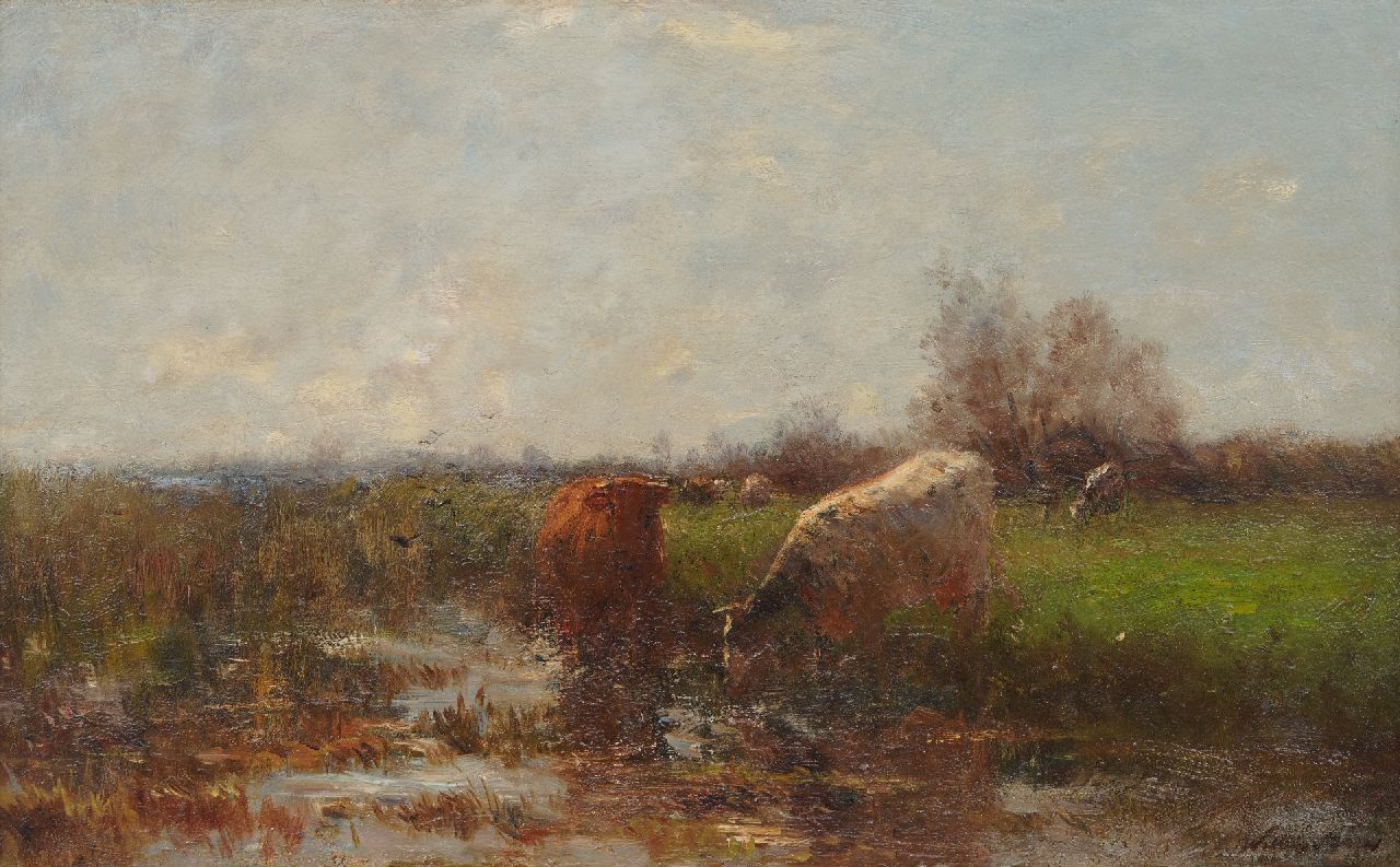 Maris W.  | Willem Maris | Schilderijen te koop aangeboden | Voorjaar, olieverf op paneel 35,8 x 57,7 cm, gesigneerd rechtsonder en verso op etiket en verso op etiket gedateerd maart 1911