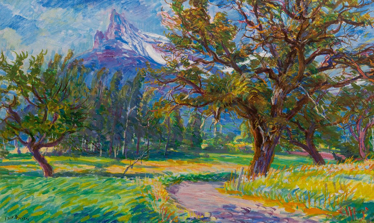 Dijkstra J. | Johannes 'Johan' Dijkstra | Schilderijen te koop aangeboden | Zonnig landschap met besneeuwde bergen, olieverf op doek 60,4 x 100,5 cm, gesigneerd linksonder Dijkstra J. | Johannes 'Johan' Dijkstra | Schilderijen te koop aangeboden | Zonnig landschap met besneeuwde bergen, olieverf op doek 60,4 x 100,5 cm, gesigneerd linksonder