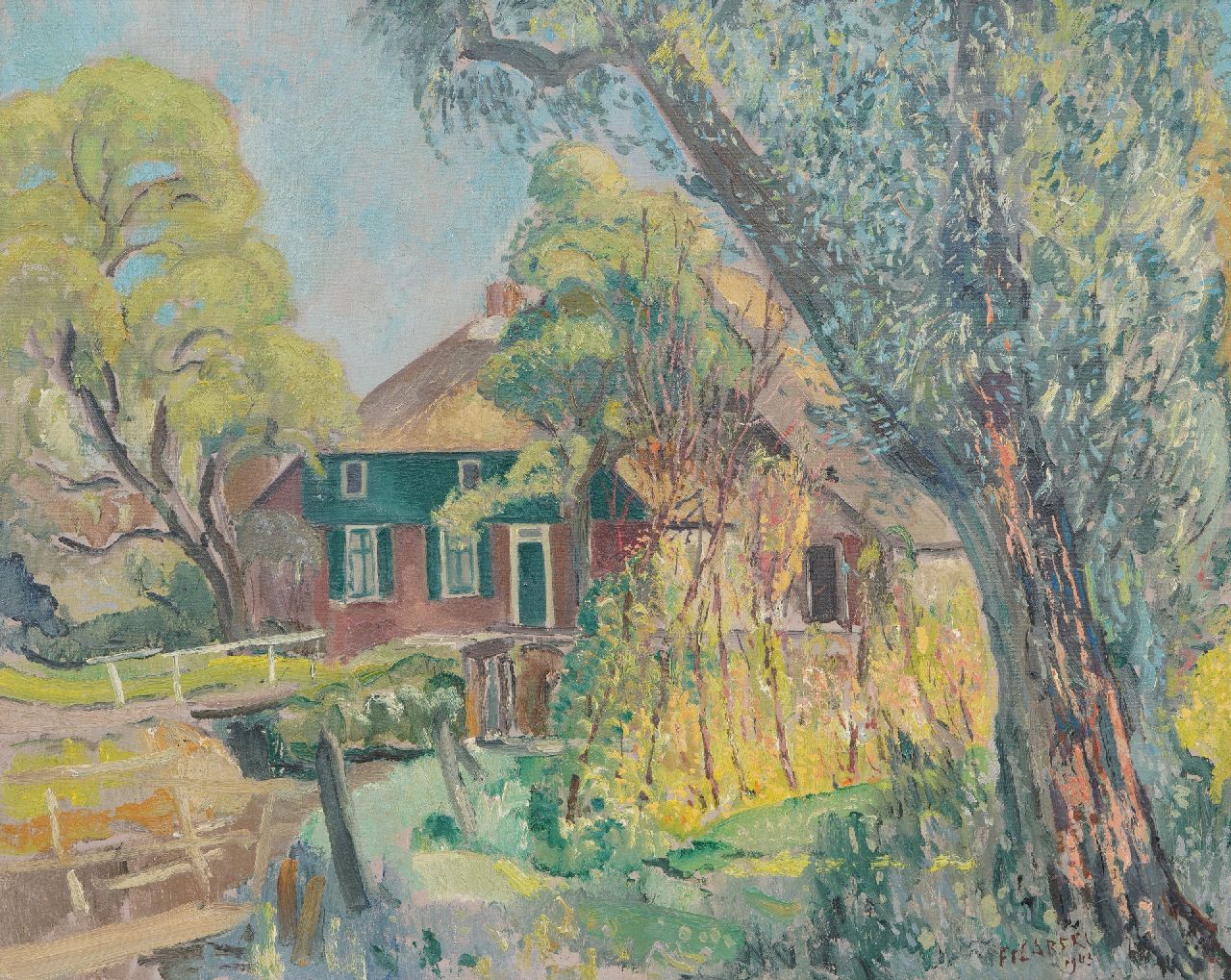 Filarski D.H.W.  | 'Dirk' Herman Willem Filarski | Schilderijen te koop aangeboden | Boerderij Staphorst, olieverf op doek 65,3 x 81,5 cm, gesigneerd rechtsonder en gedateerd 1943