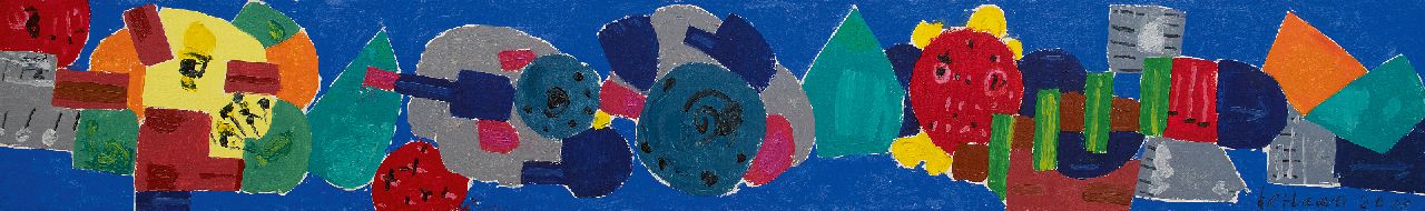 Haan J. de | Jurjen de Haan | Schilderijen te koop aangeboden | Nachtleven, olieverf op doek 29,0 x 200,0 cm, gesigneerd rechtsonder en gedateerd 2003