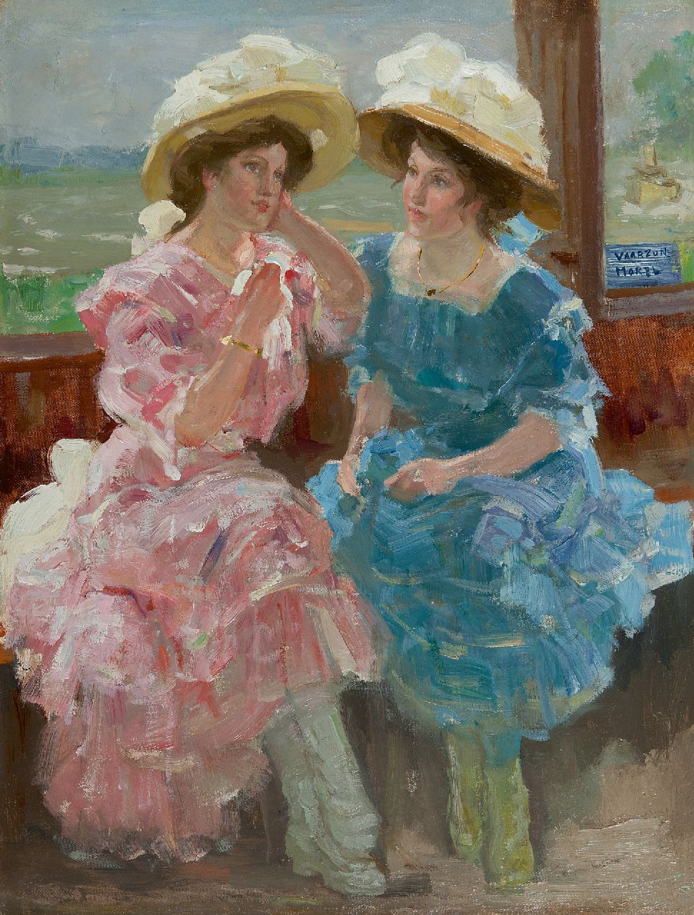 Vaarzon Morel W.F.A.I. | Wilhelm Ferdinand Abraham Isaac 'Willem' Vaarzon Morel | Schilderijen te koop aangeboden | Op de veerboot, olieverf op doek 50,8 x 38,3 cm, gesigneerd rechts van het midden Vaarzon Morel W.F.A.I. | Wilhelm Ferdinand Abraham Isaac 'Willem' Vaarzon Morel | Schilderijen te koop aangeboden | Op de veerboot, olieverf op doek 50,8 x 38,3 cm, gesigneerd rechts van het midden